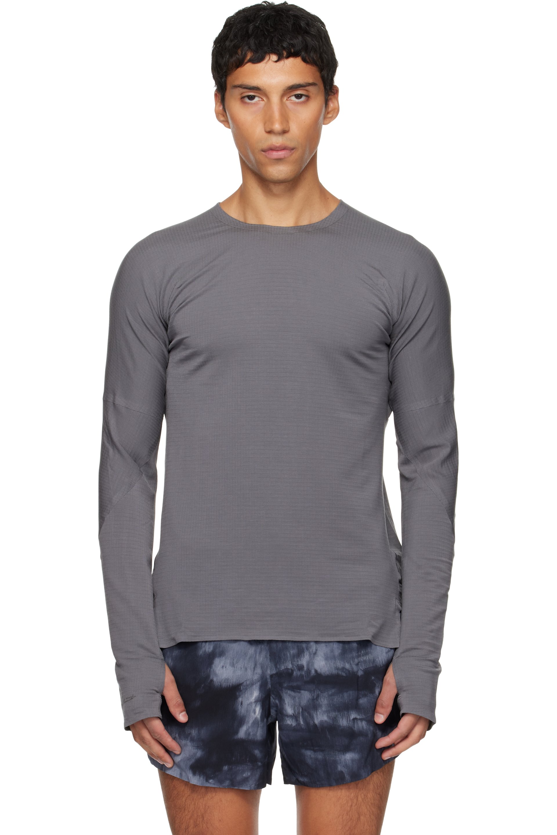 Y-3 - T-shirt de course à manches longues gris