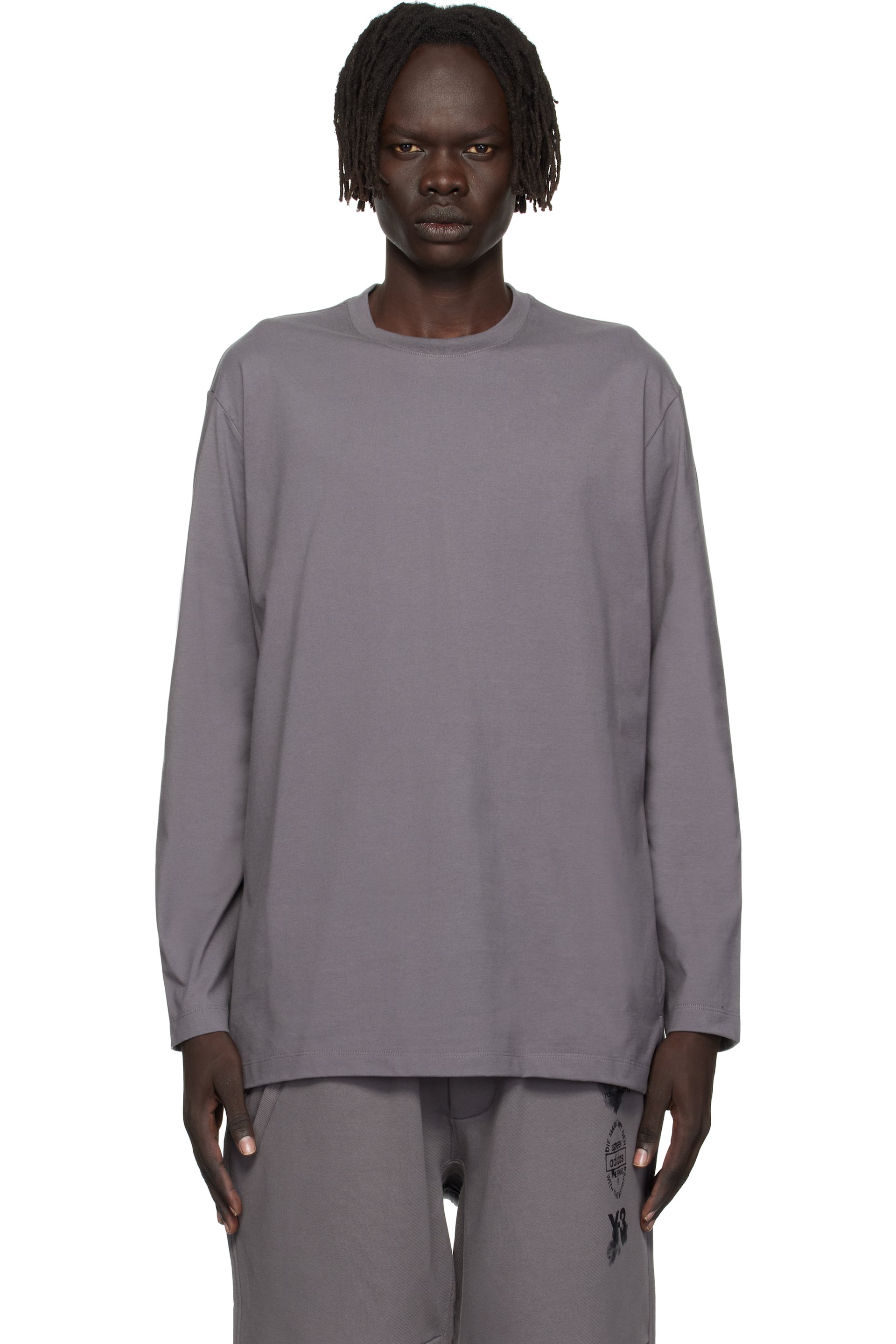 Y-3 - Gray Graphic Long Sleeve T-shirt