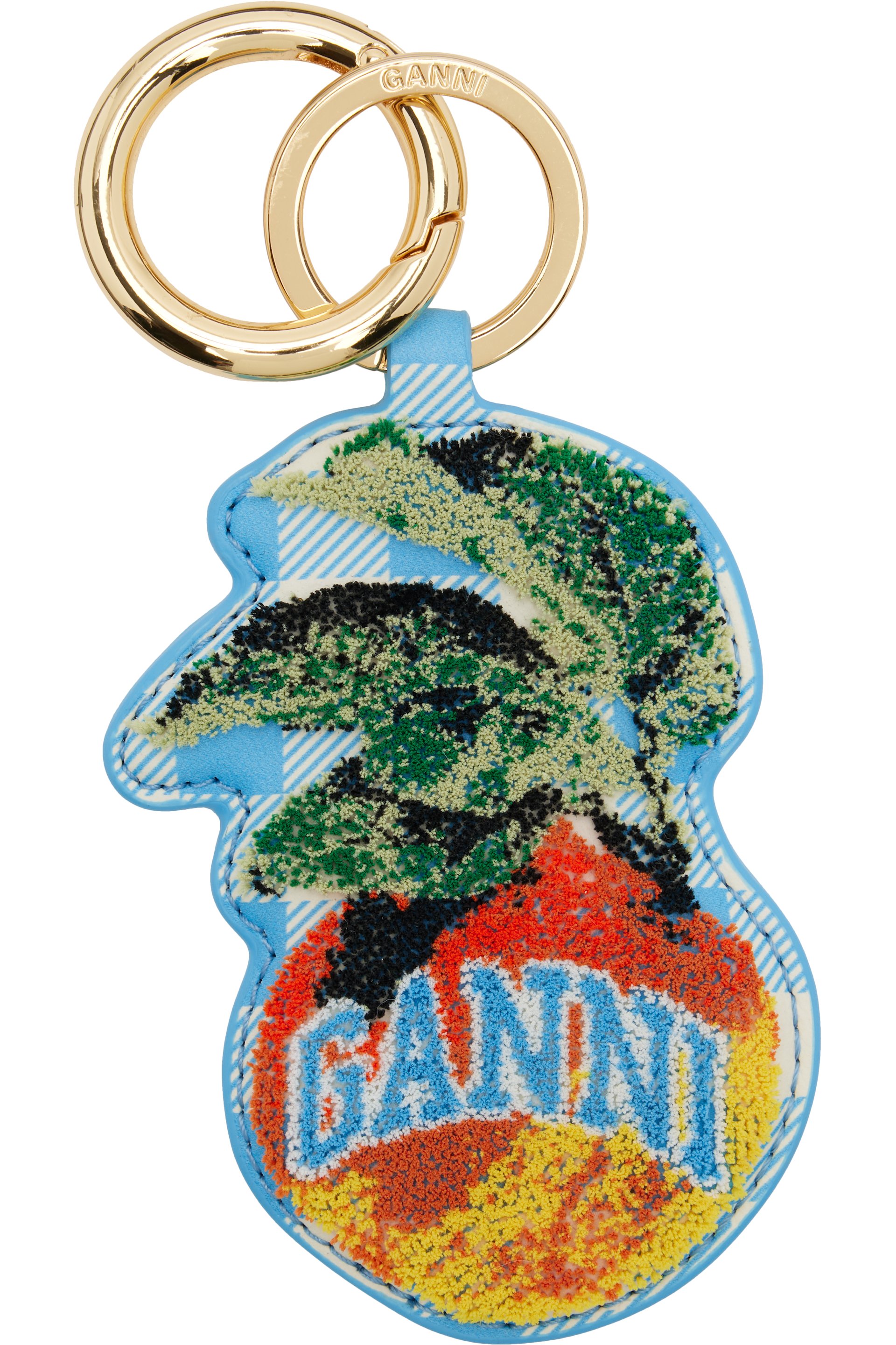 GANNI - Porteclé graphique bleu