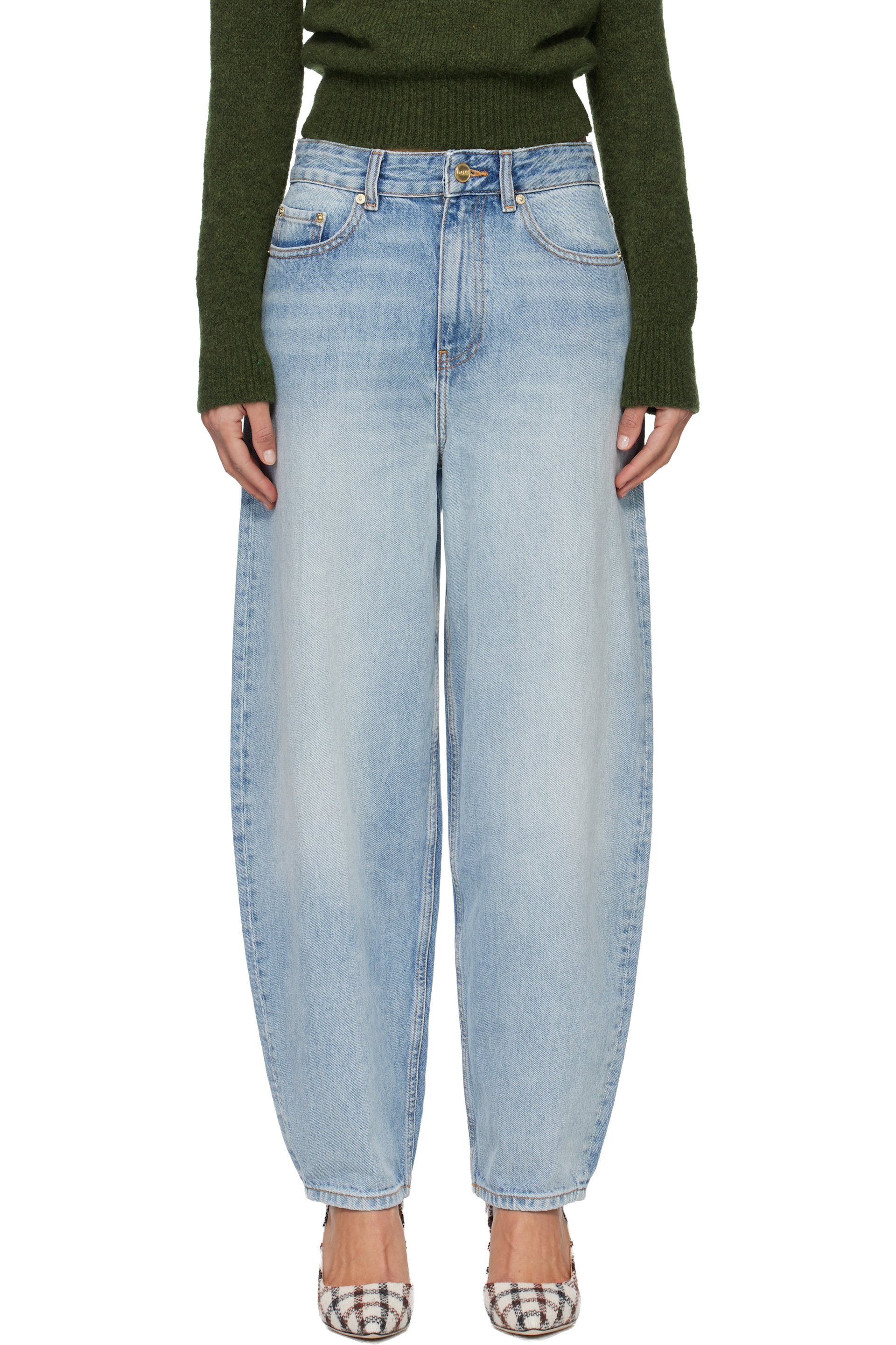 GANNI - Jean Stary bleu en denim non extensible