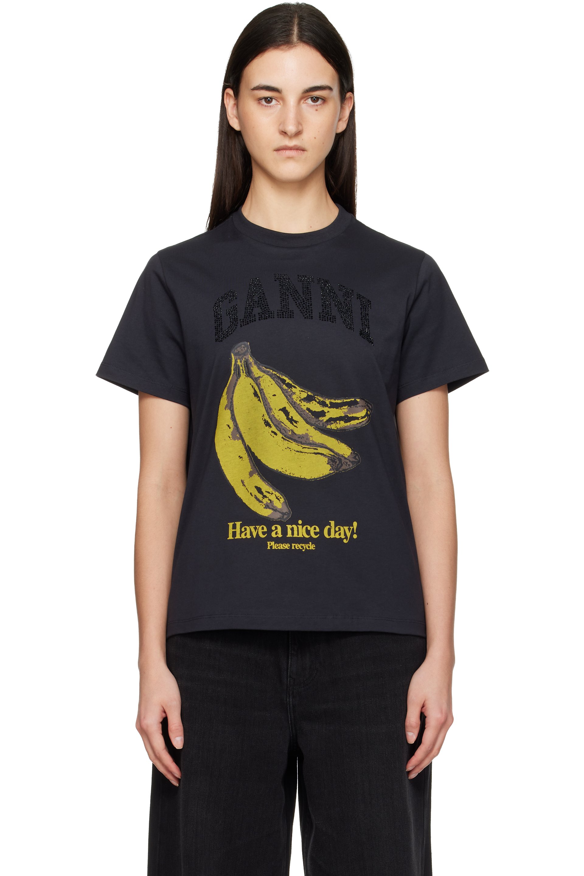 GANNI - T-shirt graphique noir à image de banane