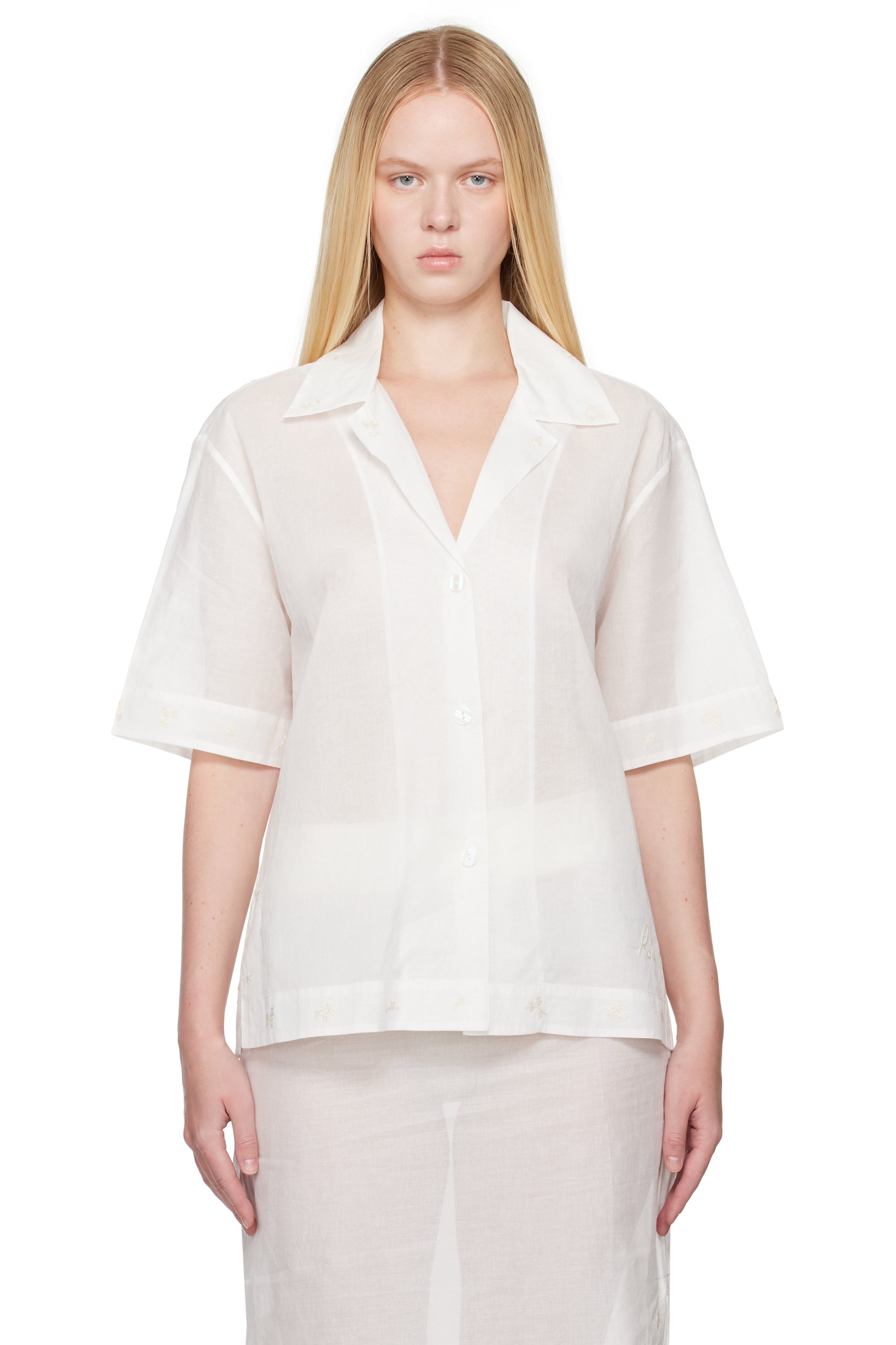 Róhe - Chemise blanche en organza à col de camp