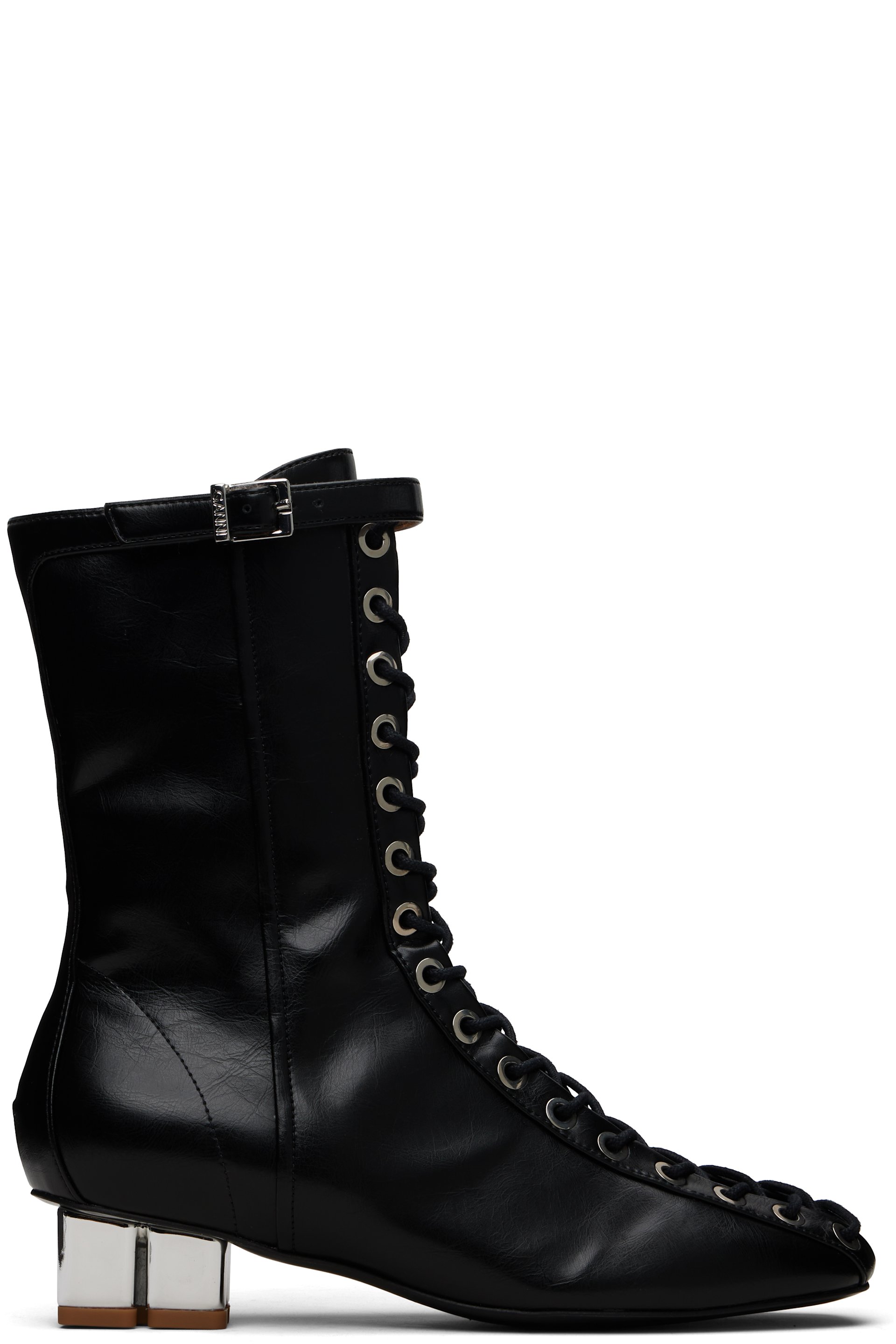 GANNI - Bottines noires à laçage