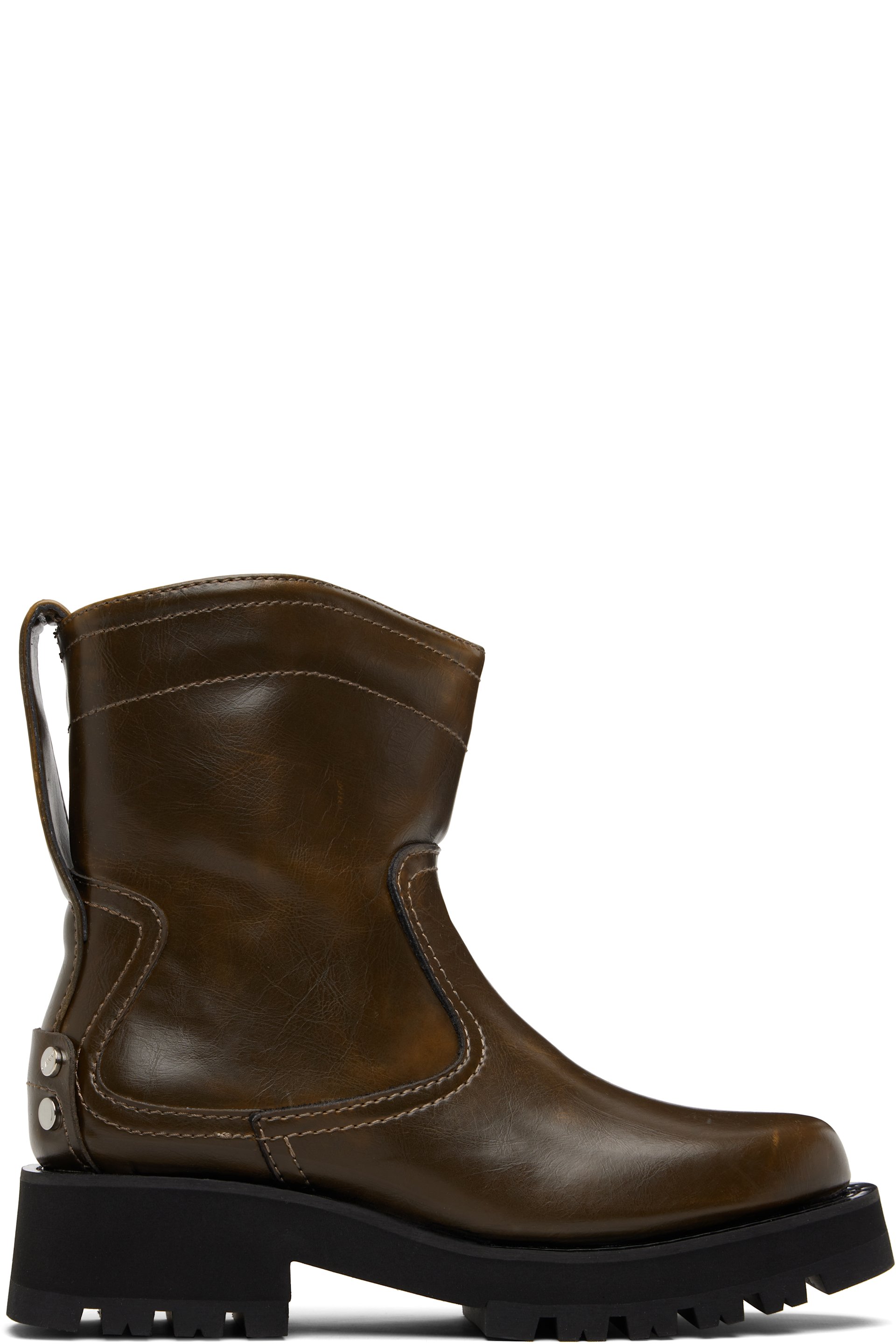 GANNI - Bottines kaki en cuir synthétique Oleatex