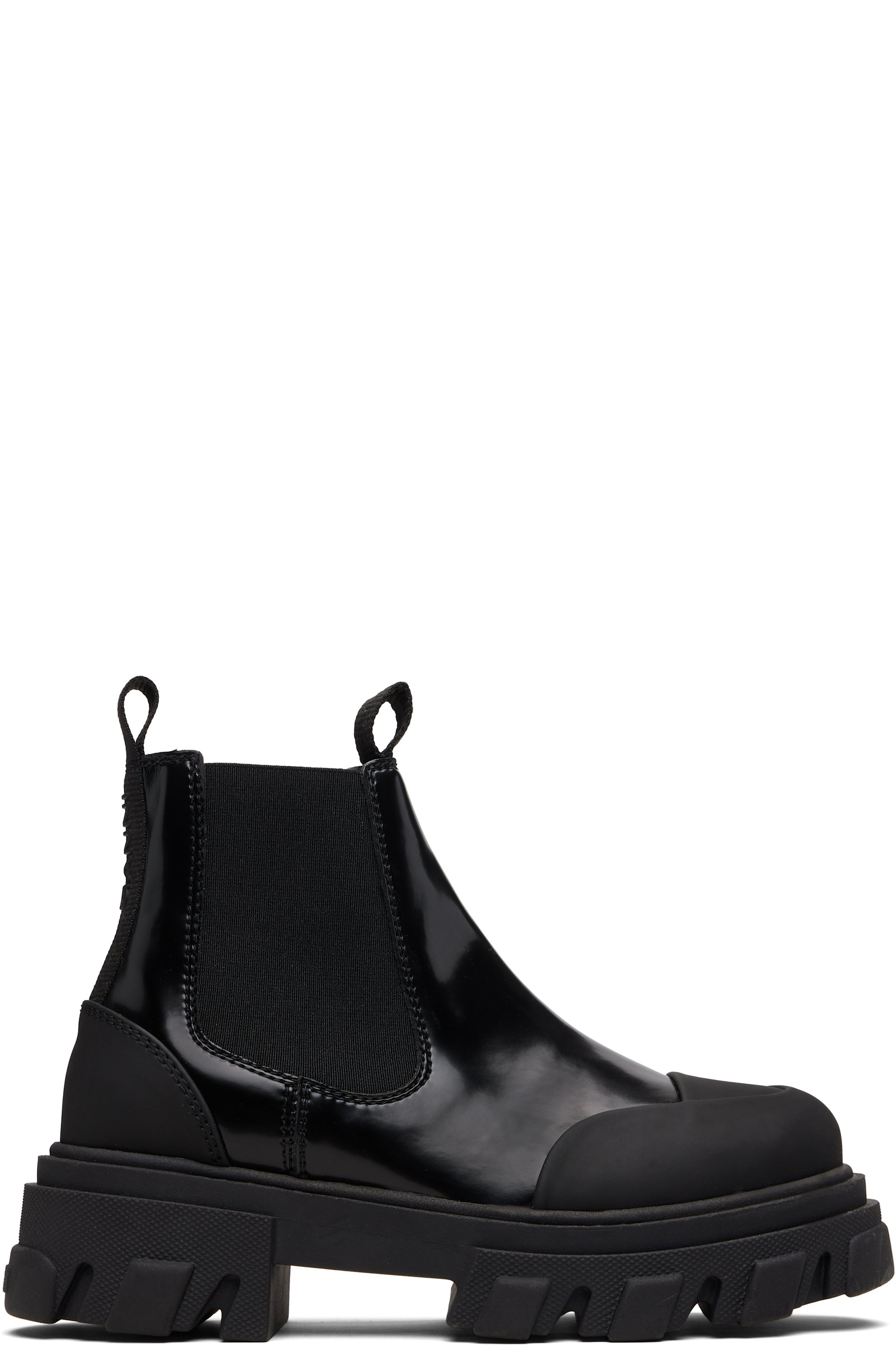 GANNI - Bottes chelsea noires à semelle à reliefs