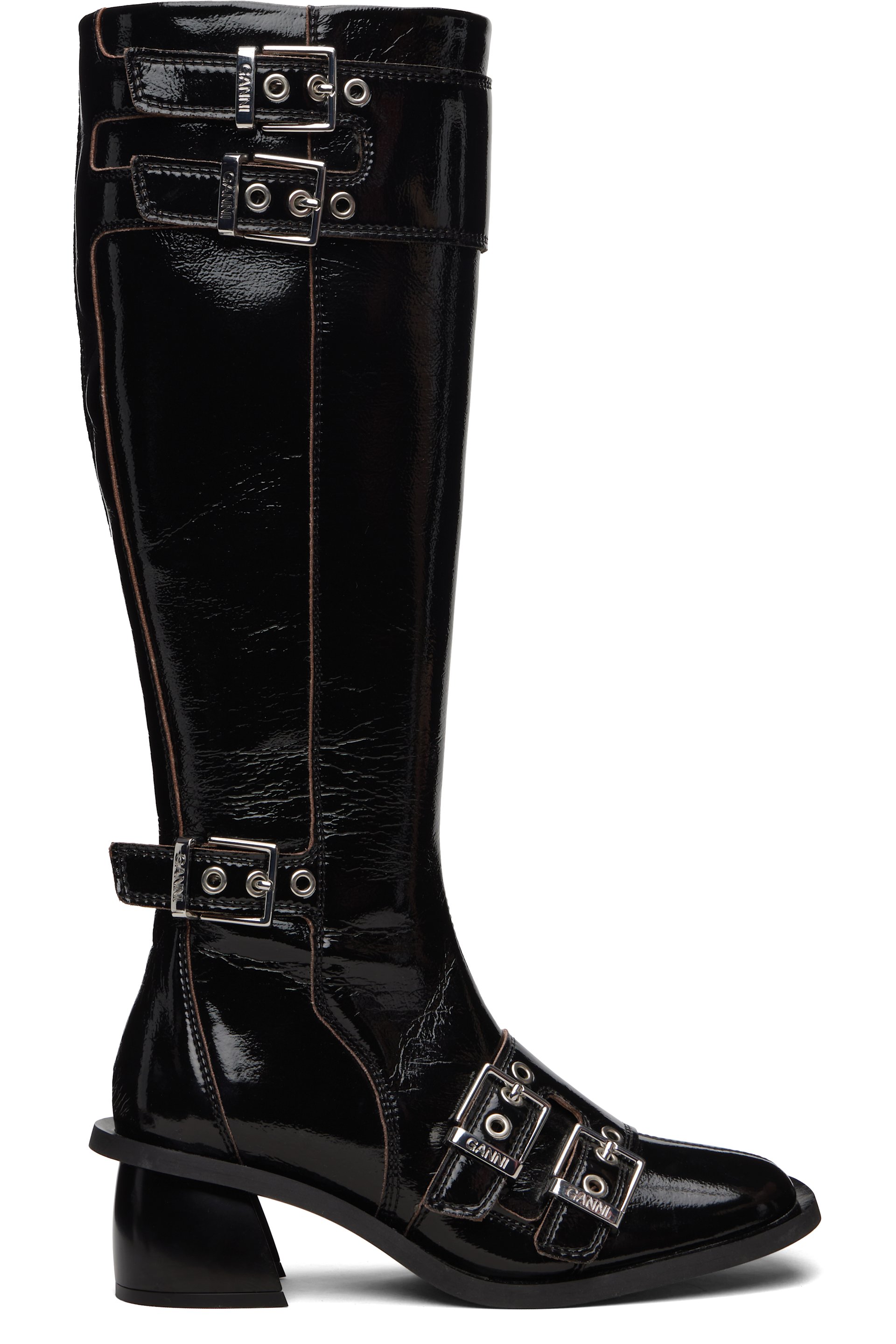GANNI - Black Feminine Buckle Tall Boots