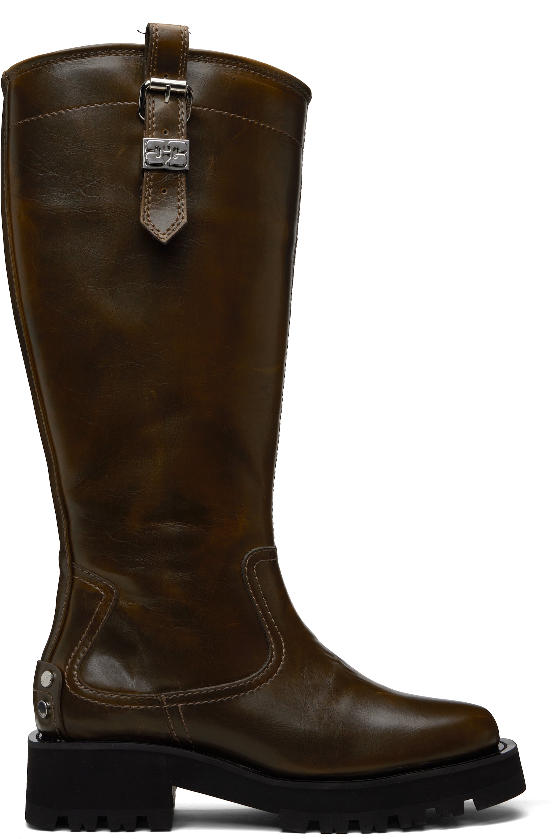 GANNI - Khaki High Tall Boots