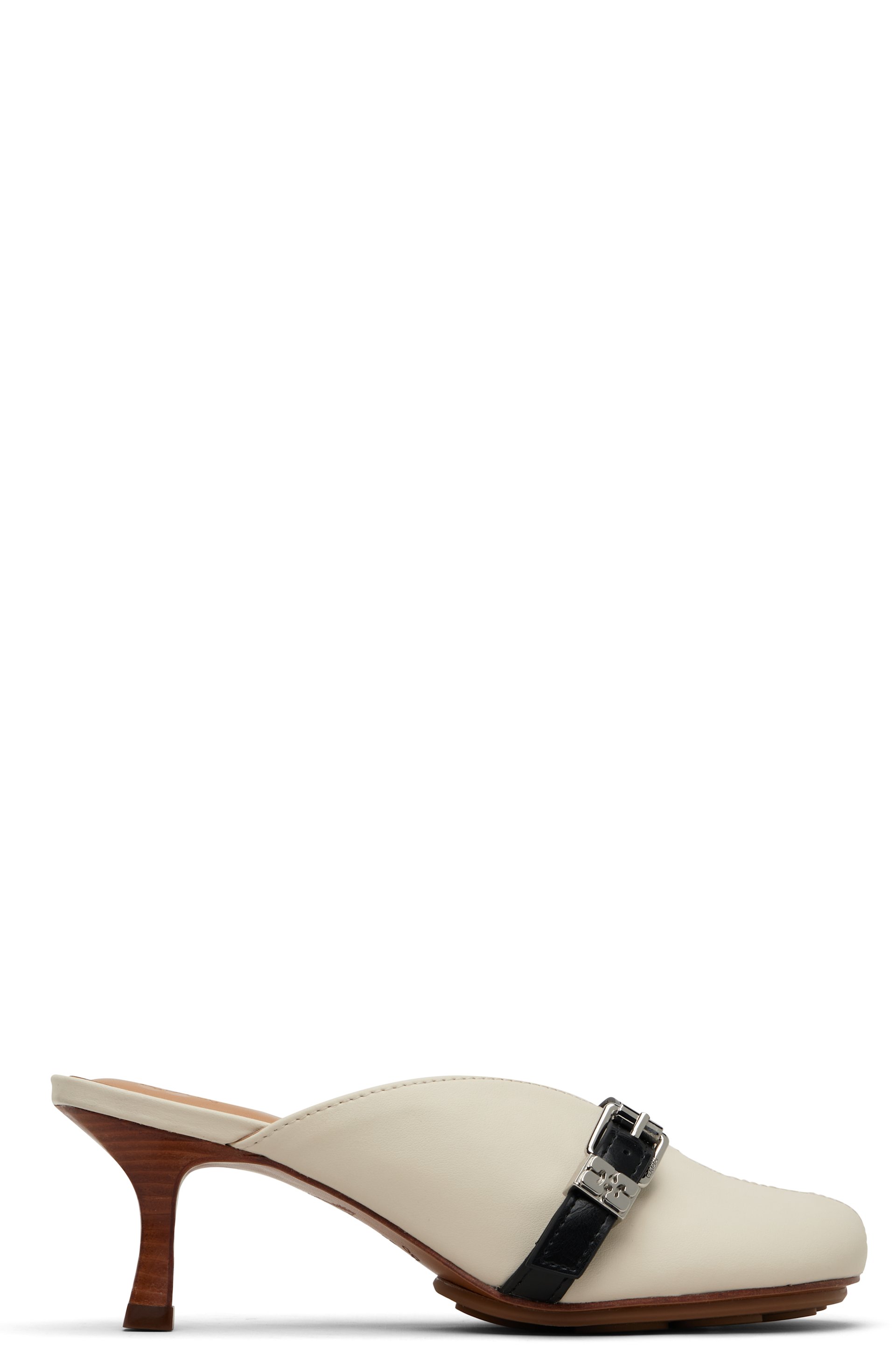 GANNI - Mules à talon Sue blanc cassé