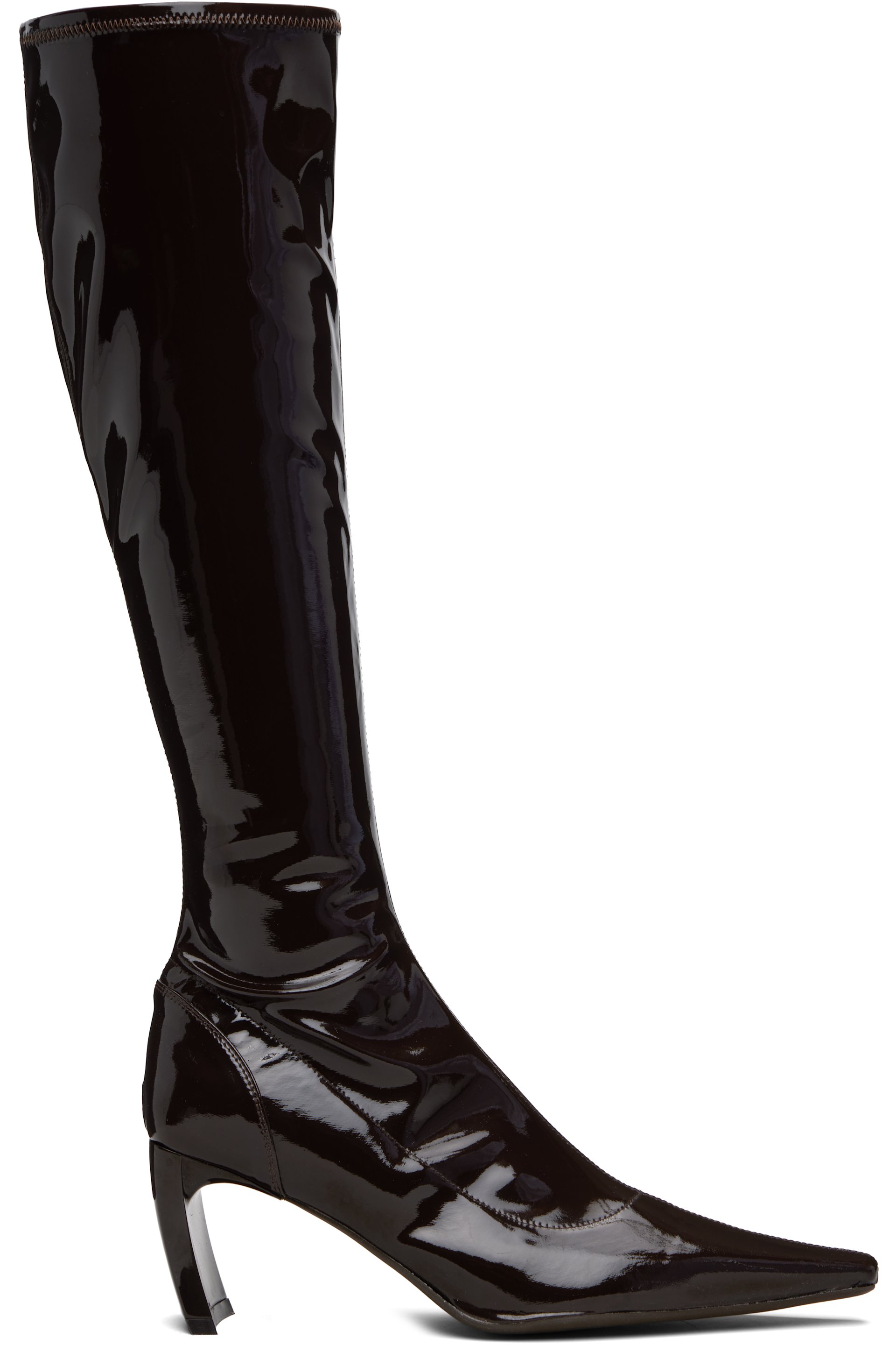 KNWLS - Brown Serpent Stretch Pointed Slim Tall Boots