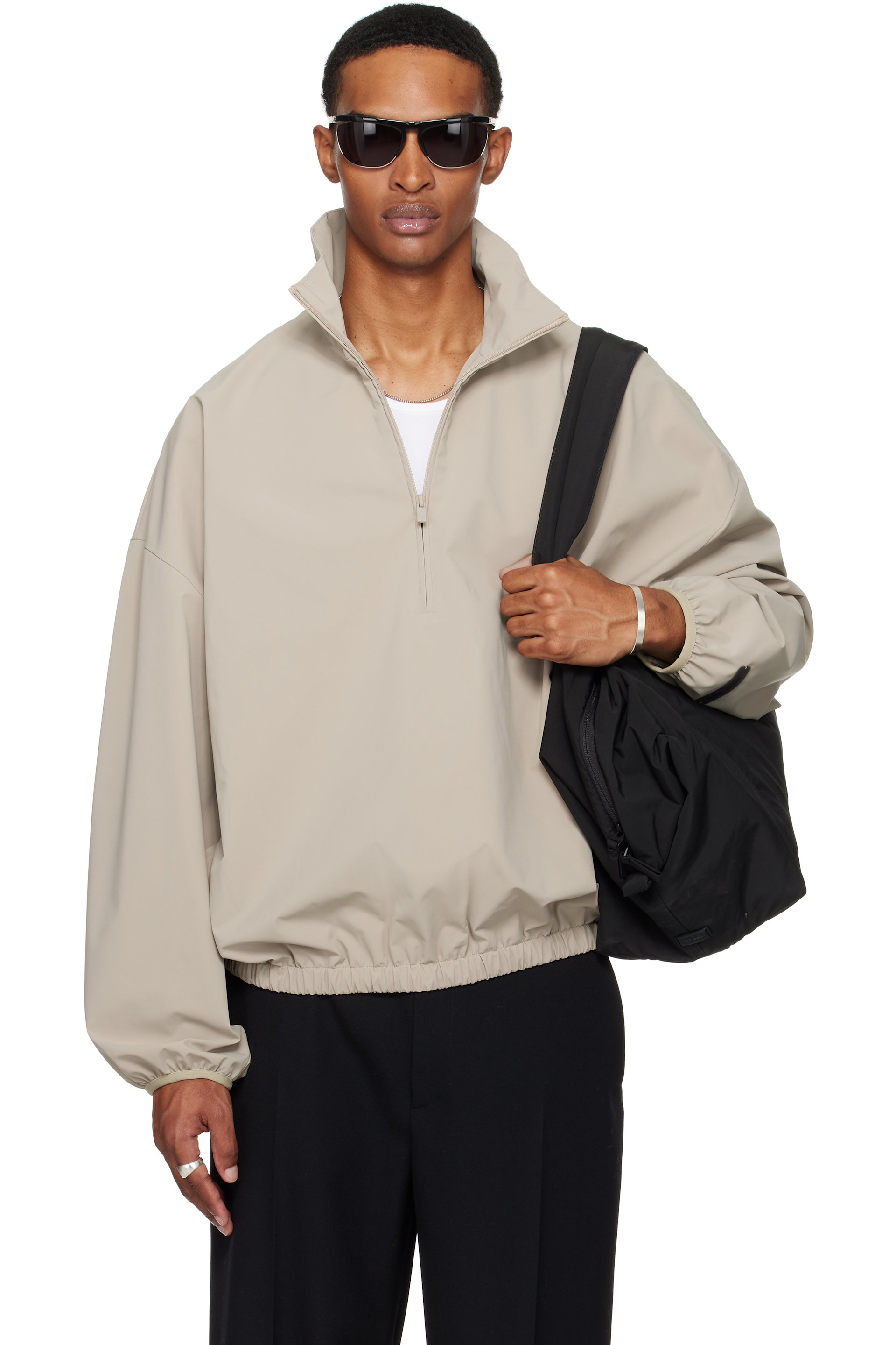 Fear of God ESSENTIALS - Taupe Sporty Half-Zip Jacket