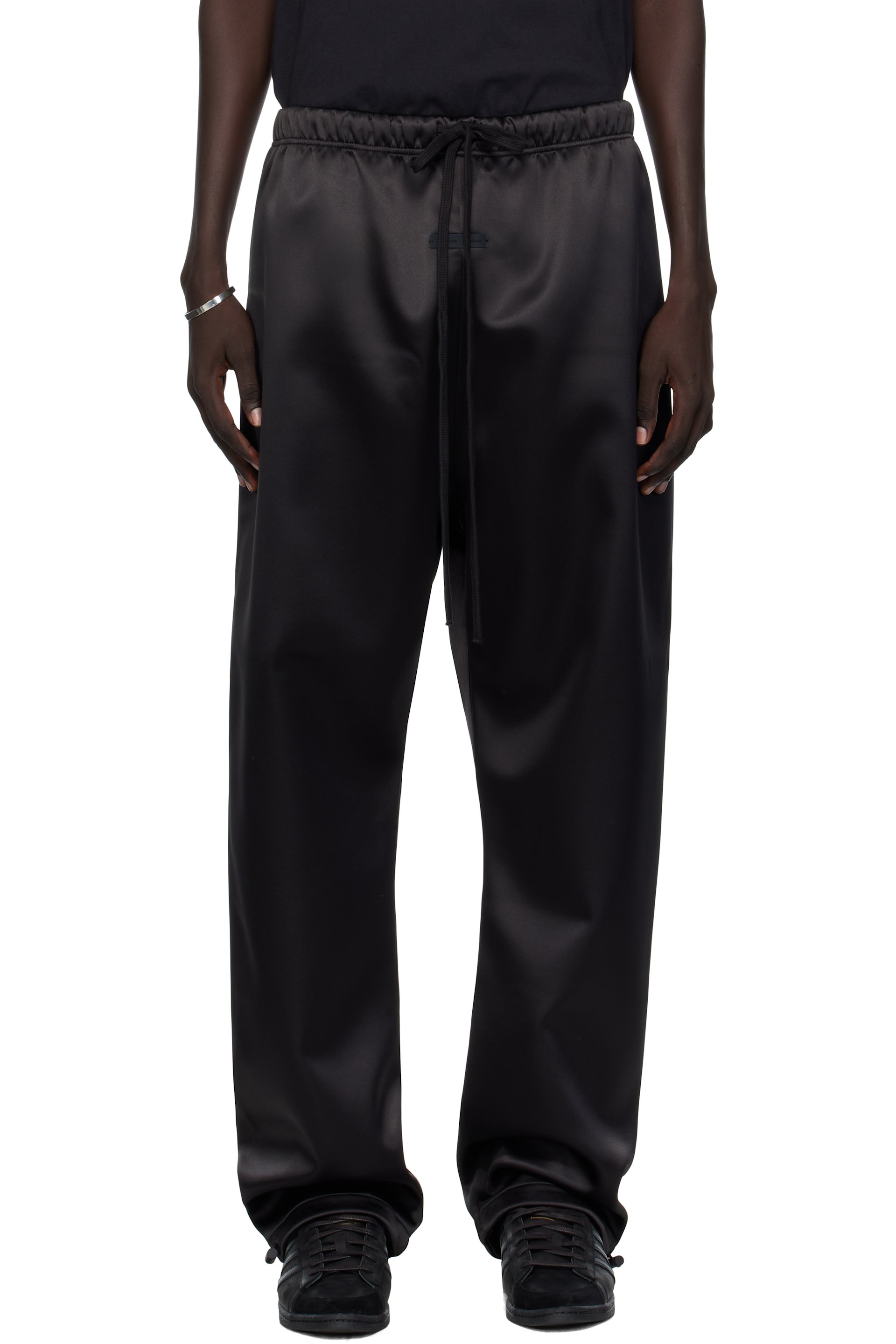 Fear of God ESSENTIALS - Black Bonded Satin Relaxed Track Pants