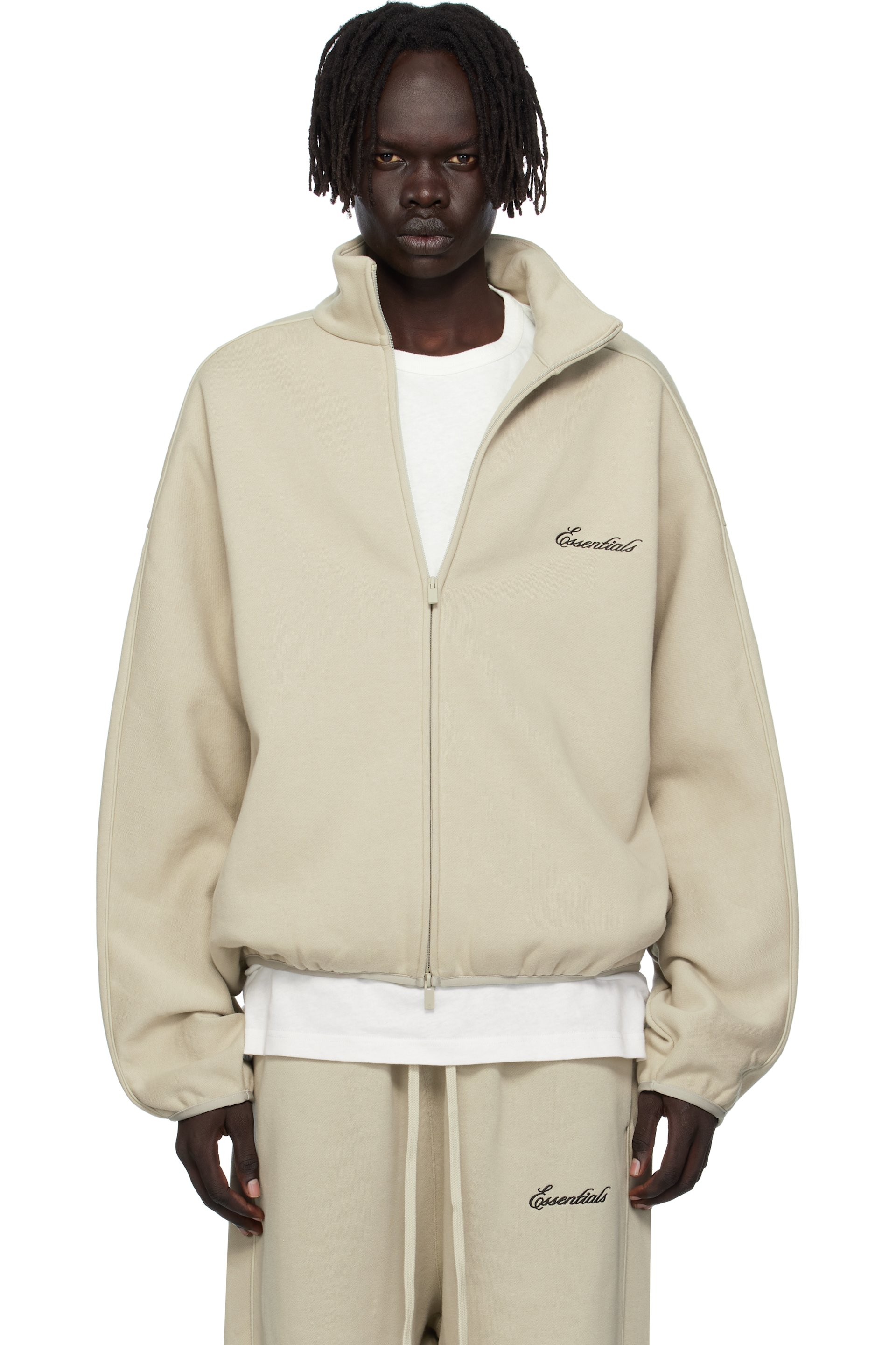 Fear of God ESSENTIALS - Taupe Modern Fit Fleece Track Jacket