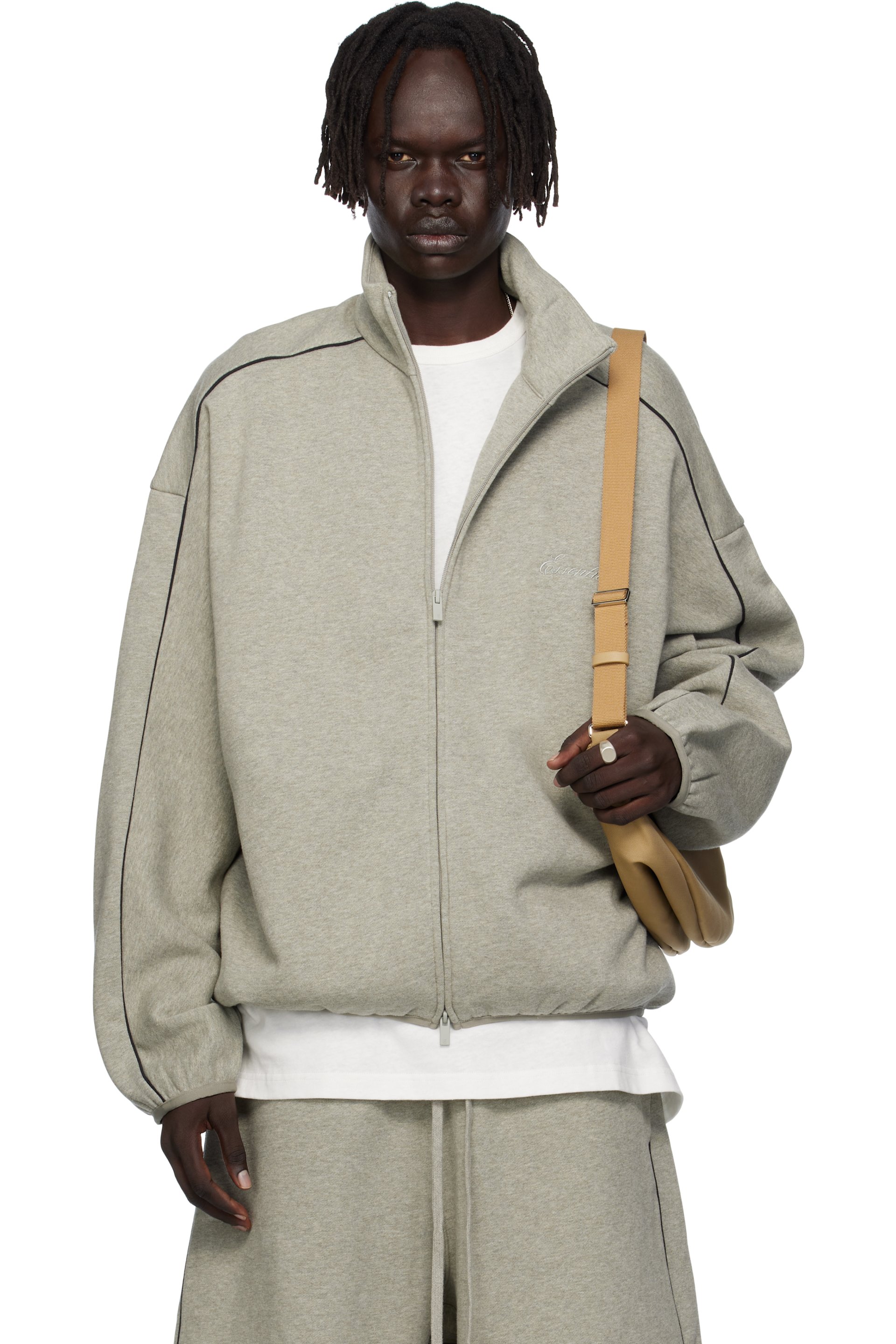 Fear of God ESSENTIALS - Gray Modern Fit Fleece Track Jacket