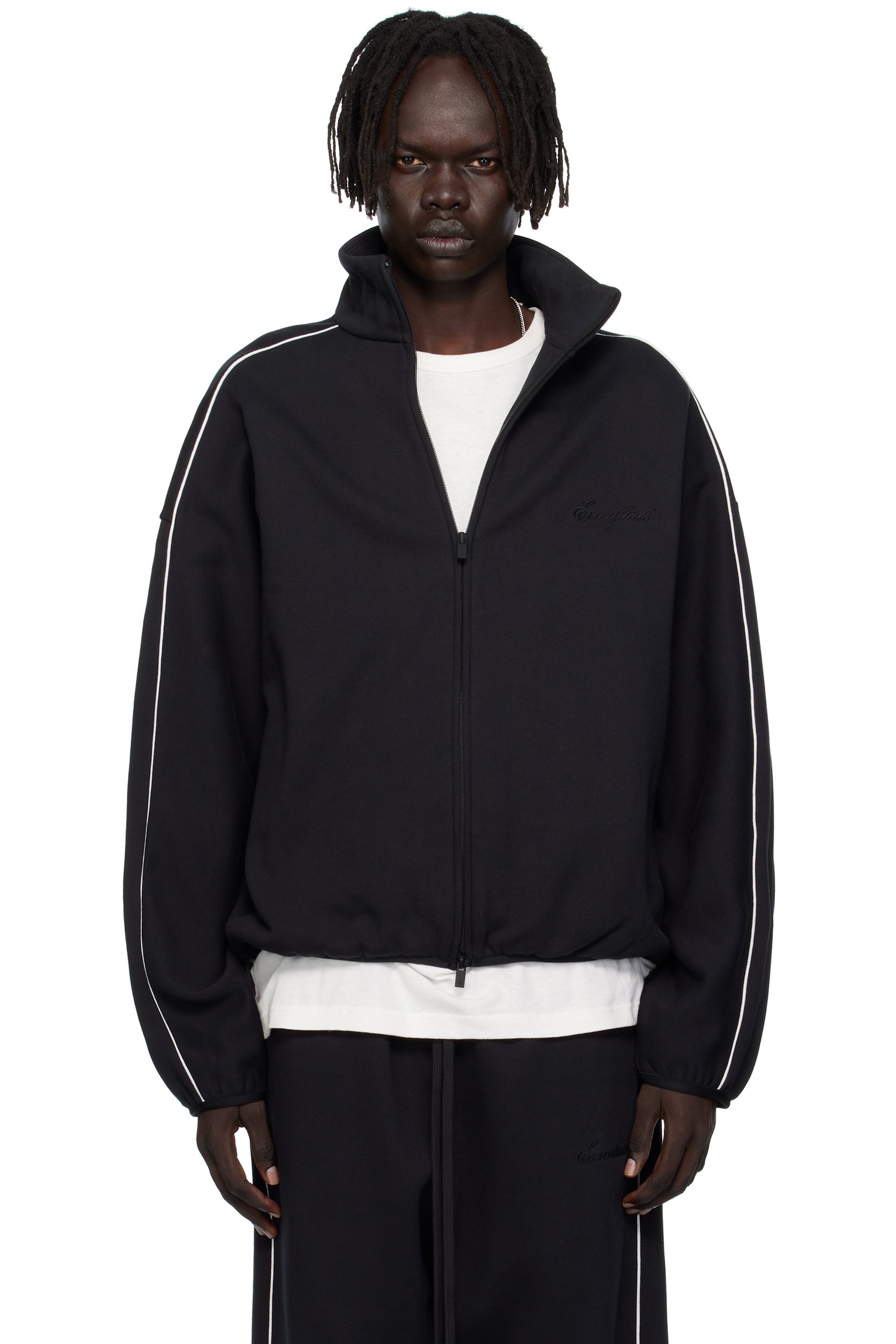Fear of God ESSENTIALS - Black Modern Fit Fleece Track Jacket