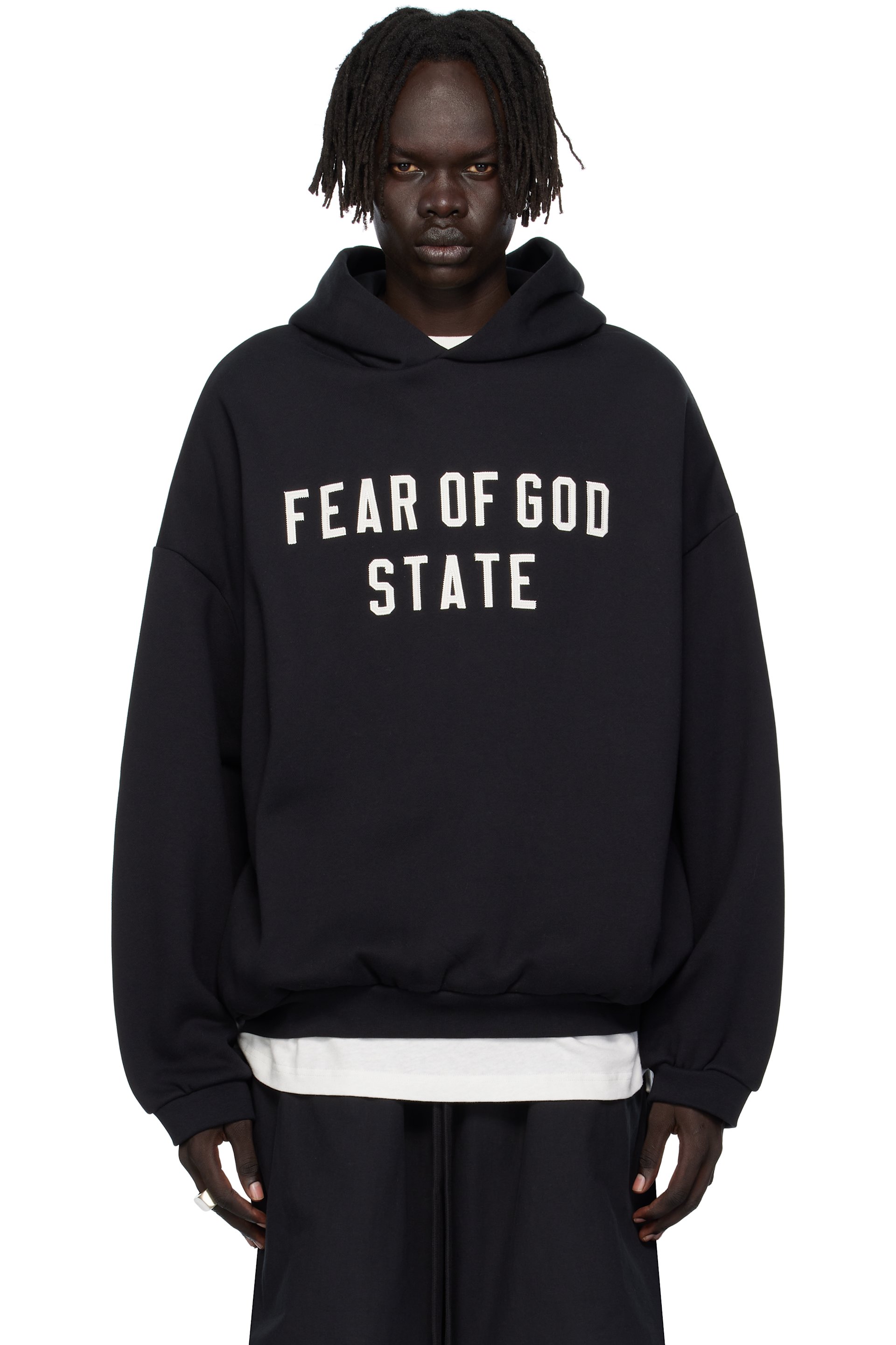 Fear of God ESSENTIALS - Black 90s Fit Fleece Hoodie