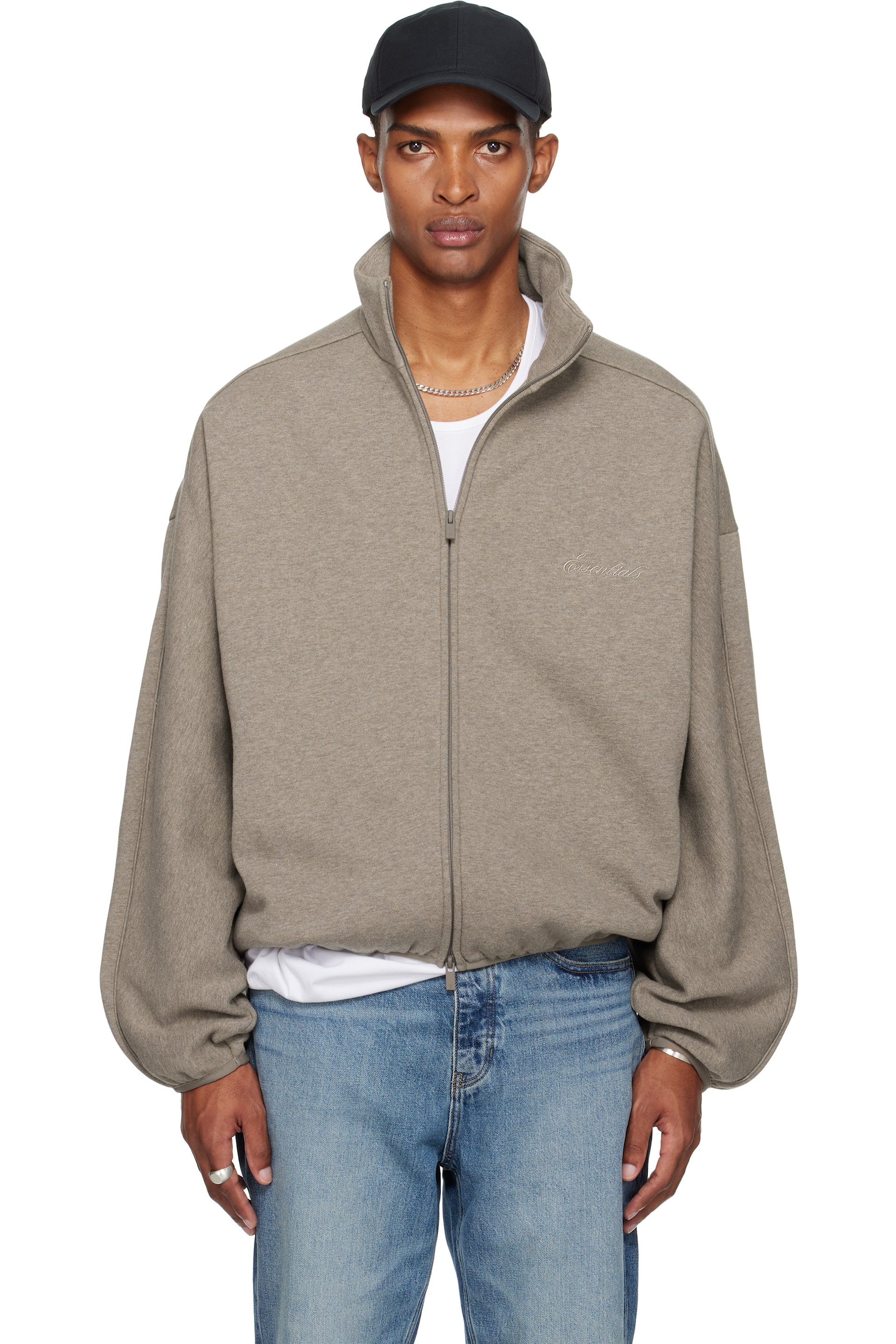 Fear of God ESSENTIALS - Brown Modern Fit Fleece Track Jacket
