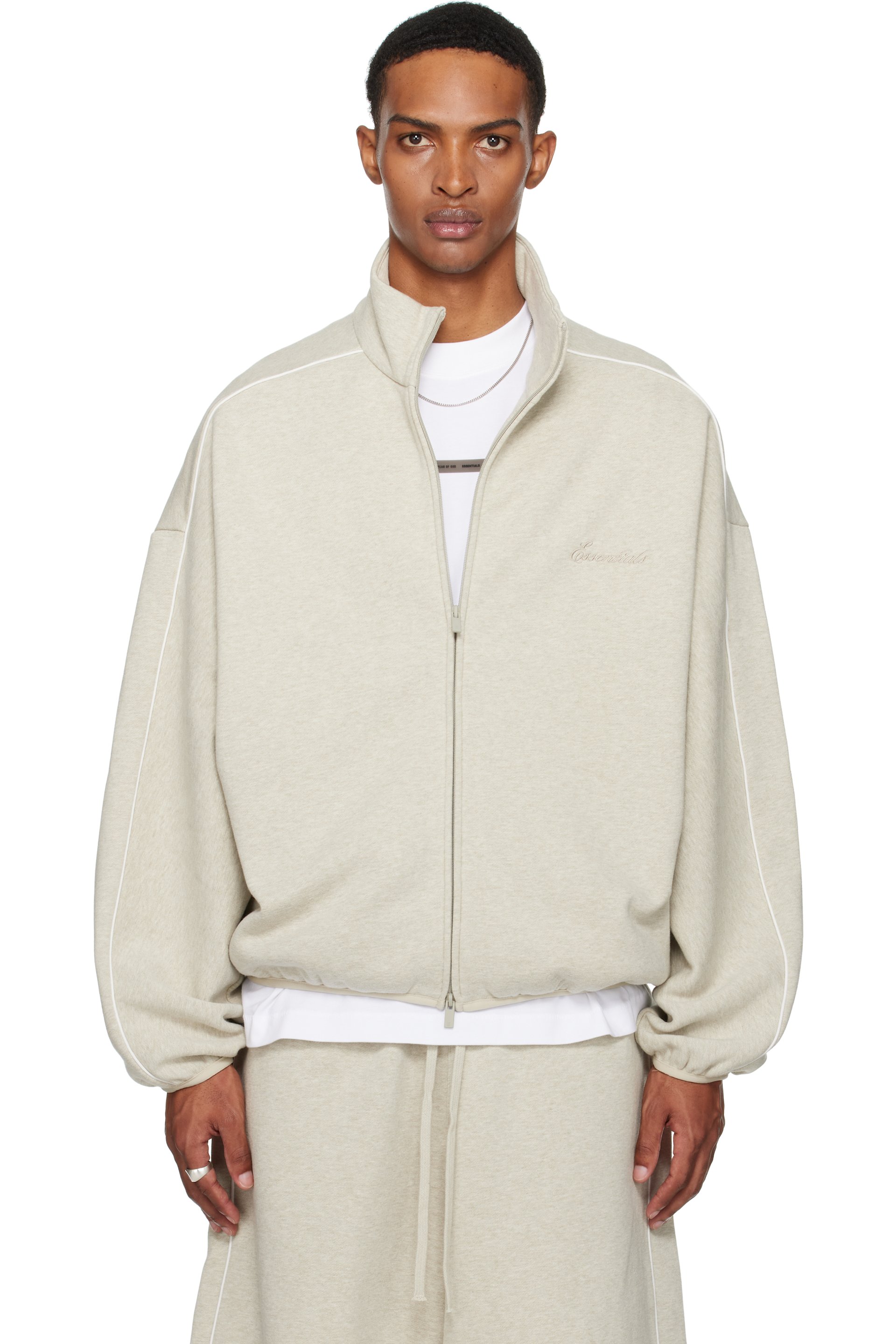 Fear of God ESSENTIALS - Beige Modern Fit Fleece Track Jacket