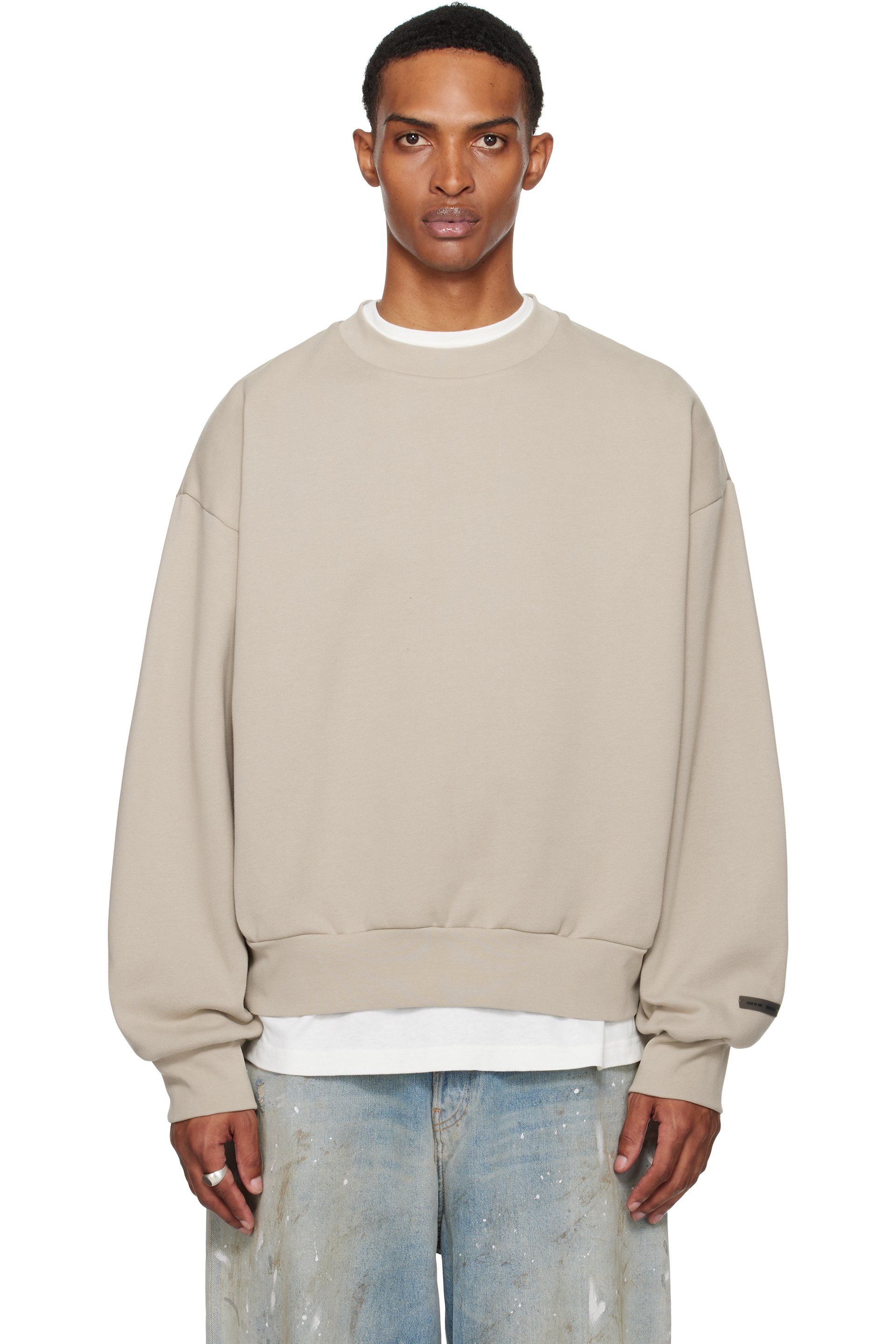 Fear of God ESSENTIALS - Taupe Classic Fit Fleece Crewneck Sweatshirt