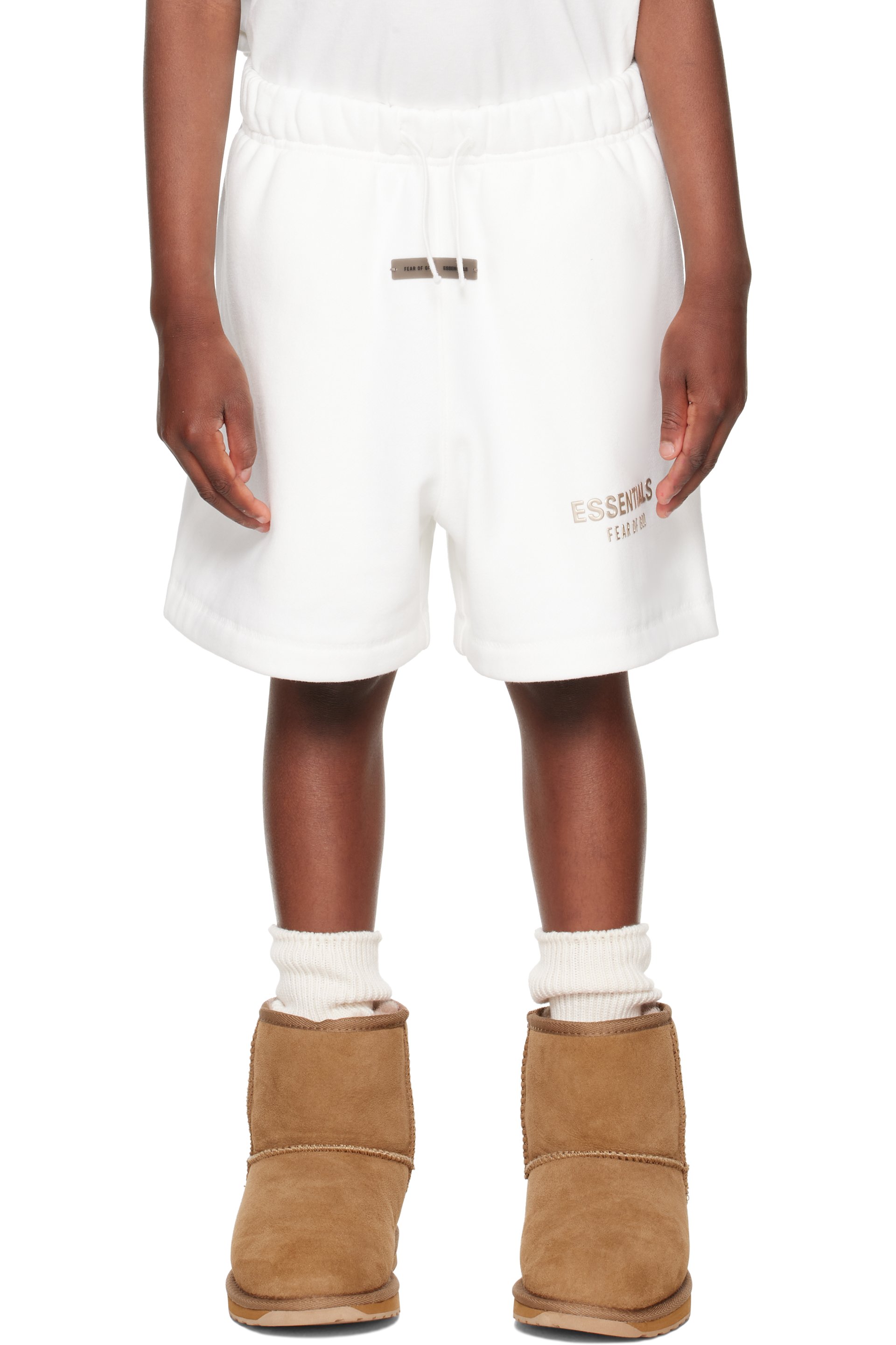 Fear of God ESSENTIALS - Kids White Fleece Soccer Shorts