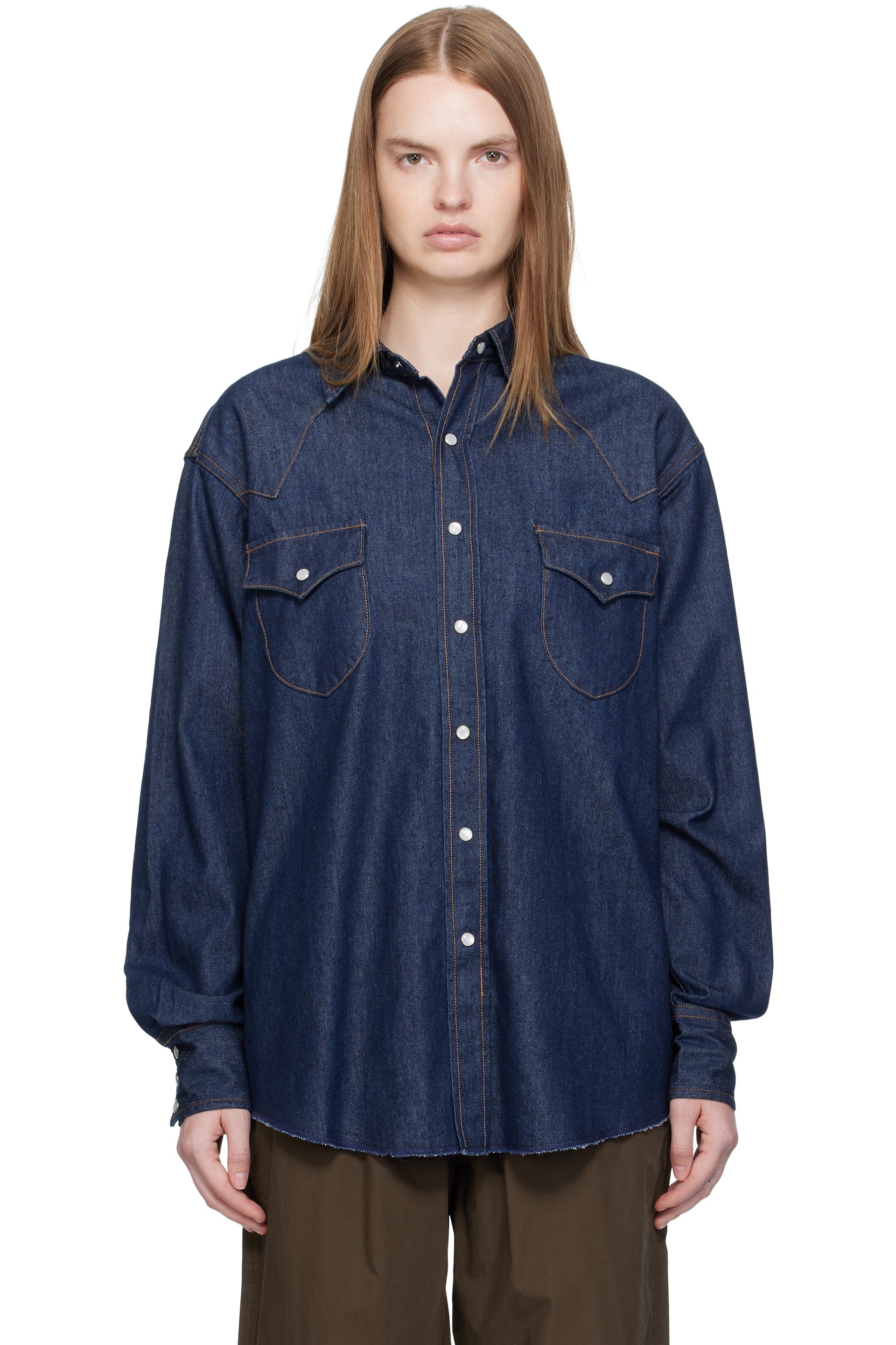 Carter Young - Chemise western bleue en denim exclusive à SSENSE