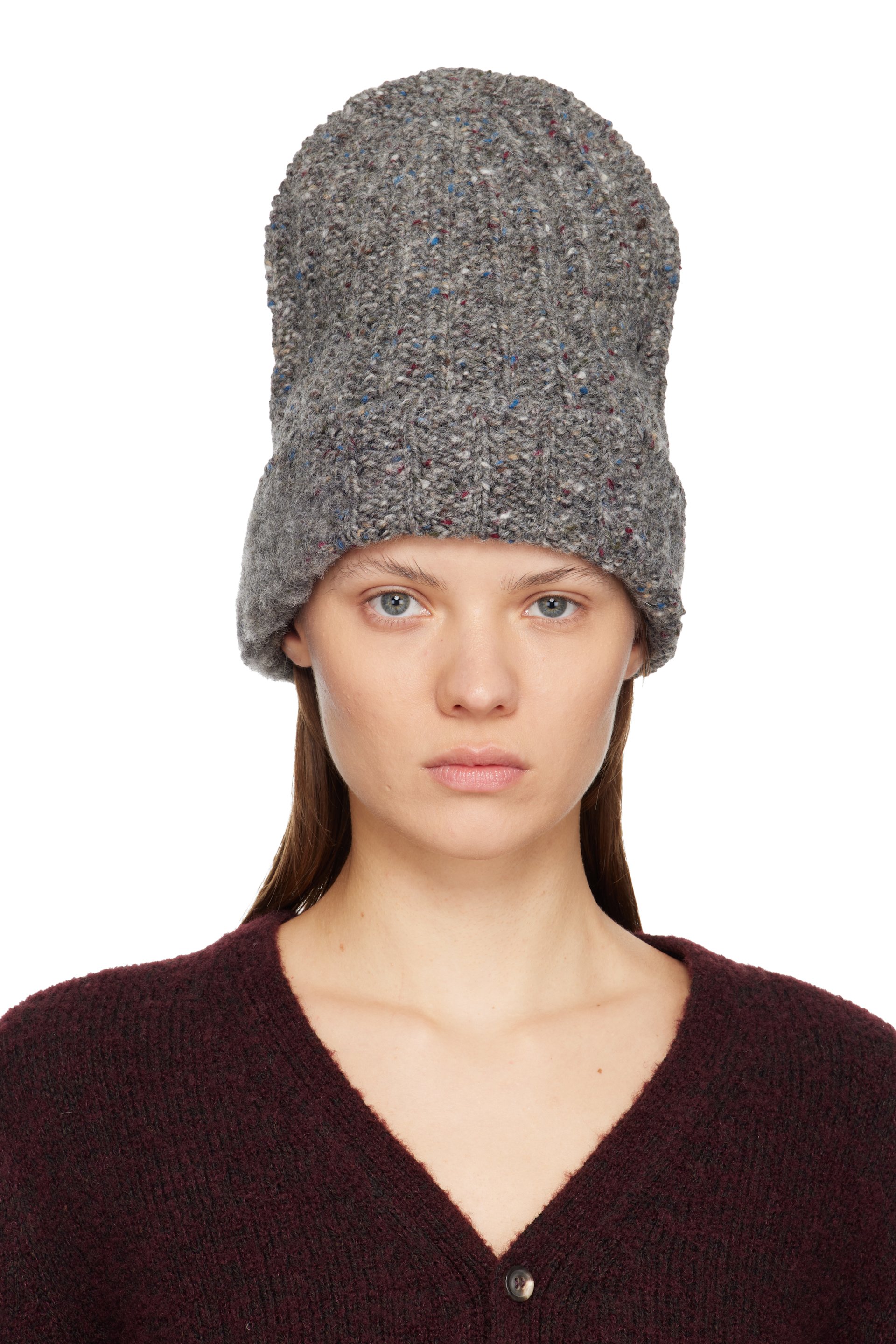 Maison Margiela - Très grand bonnet gris en laine