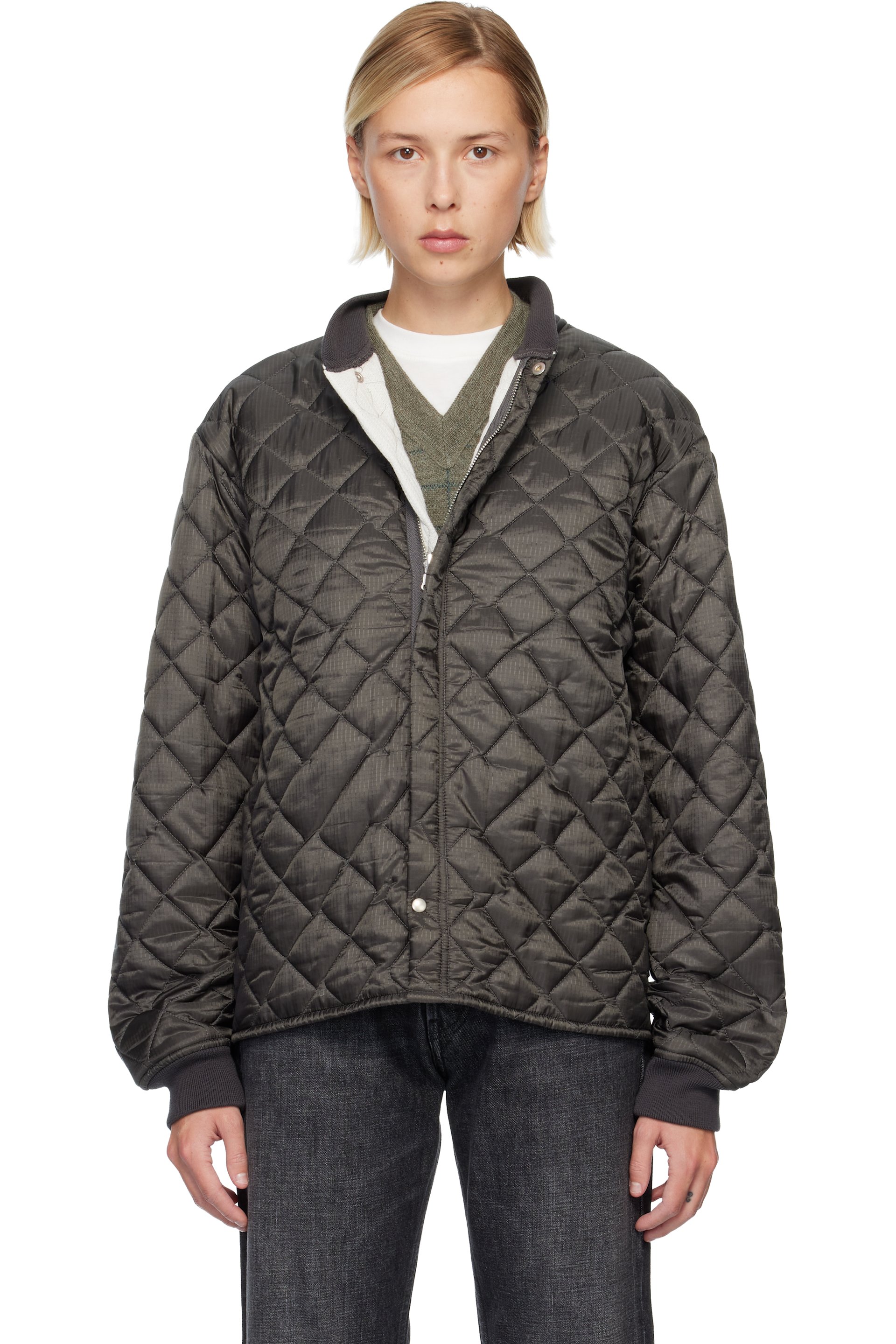 Maison Margiela - Blouson matelassé gris