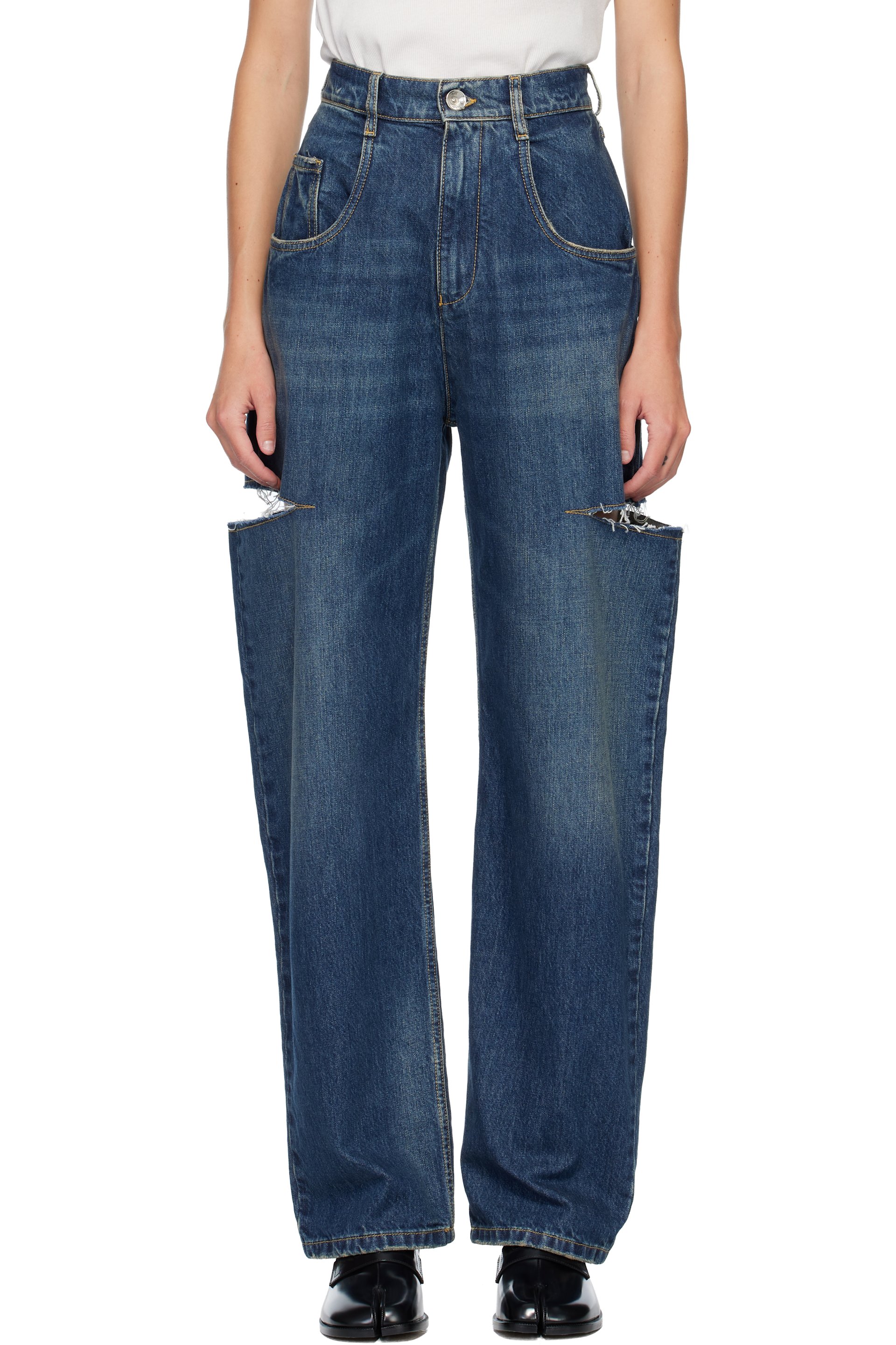 Maison Margiela - Jean bleu à découpes