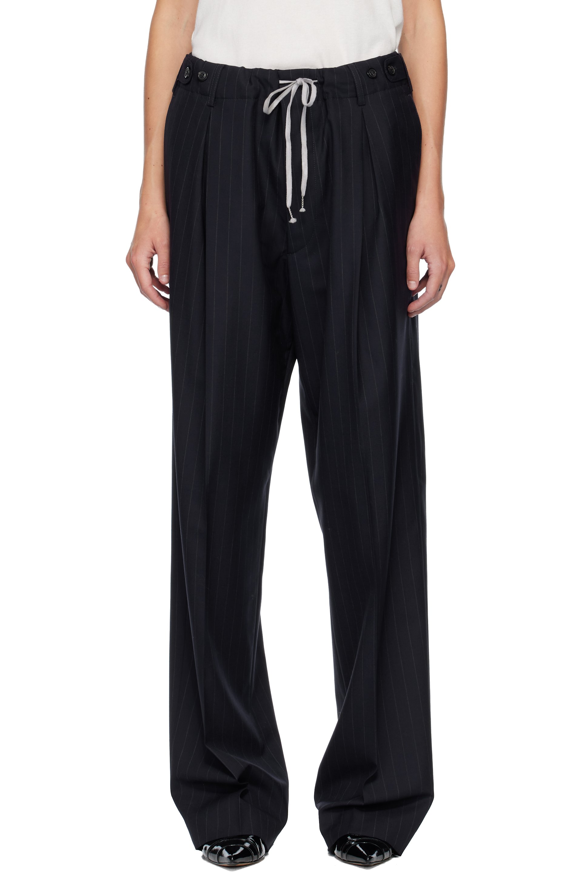 Maison Margiela - Navy Striped Trousers