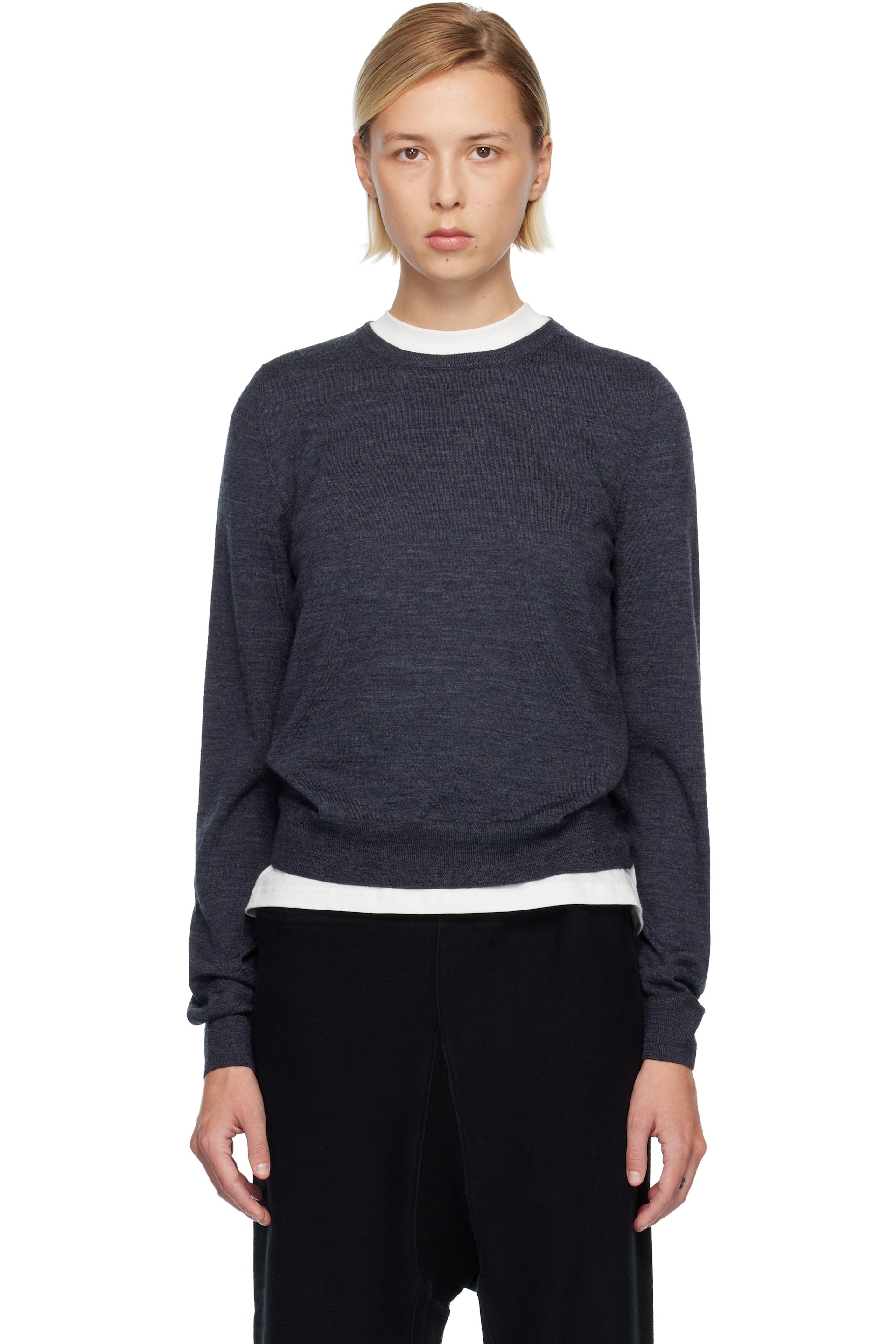 Maison Margiela - Pull bleu en laine