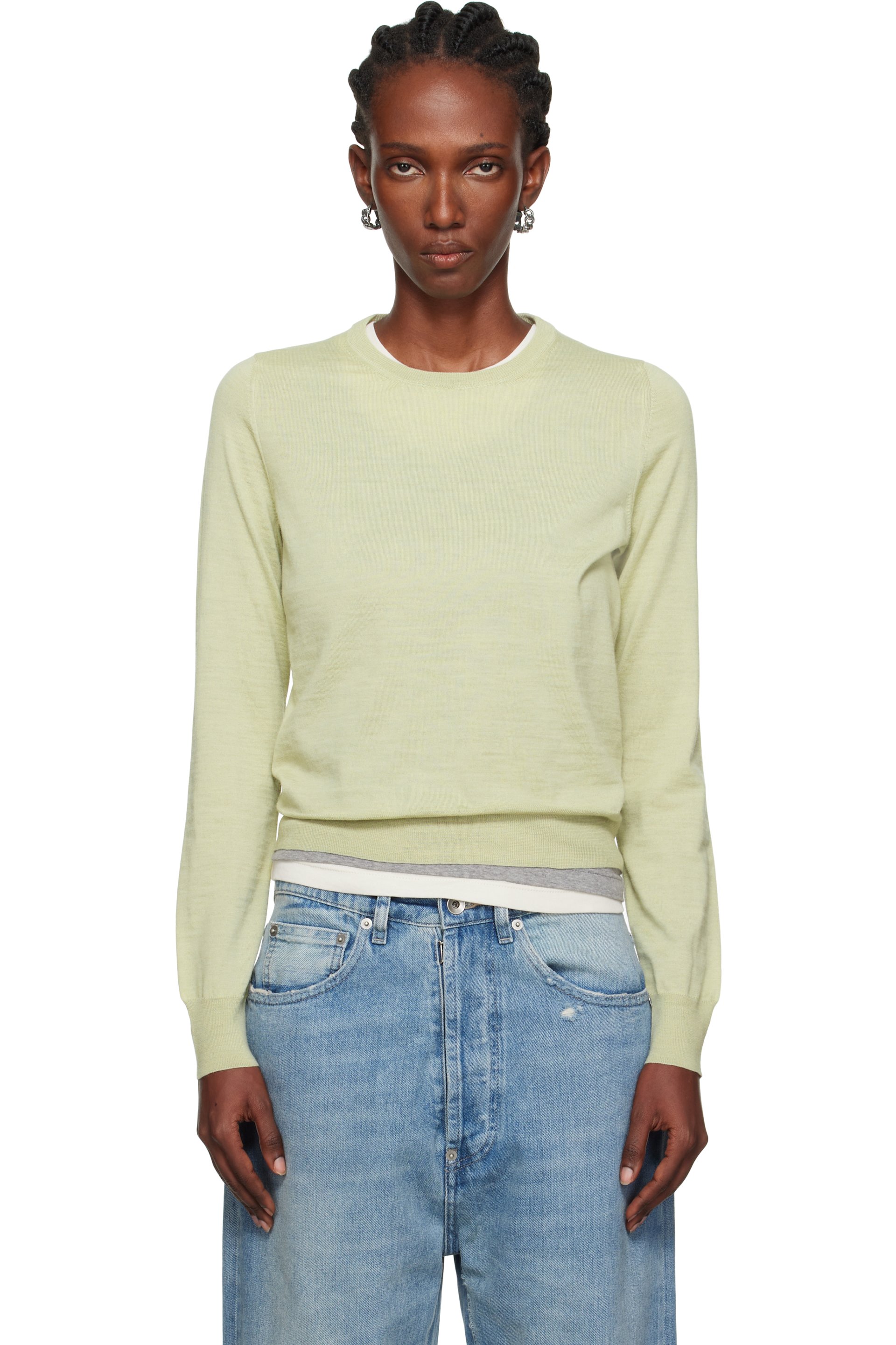 Maison Margiela - Pull kaki à col ras du cou