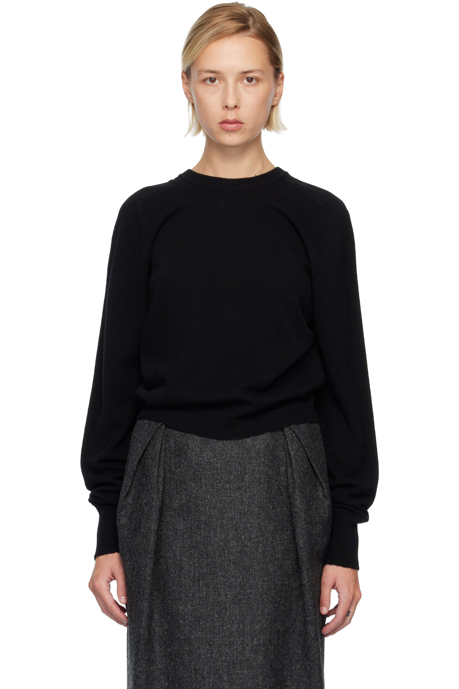 Maison Margiela - Pull noir en tricot de laine