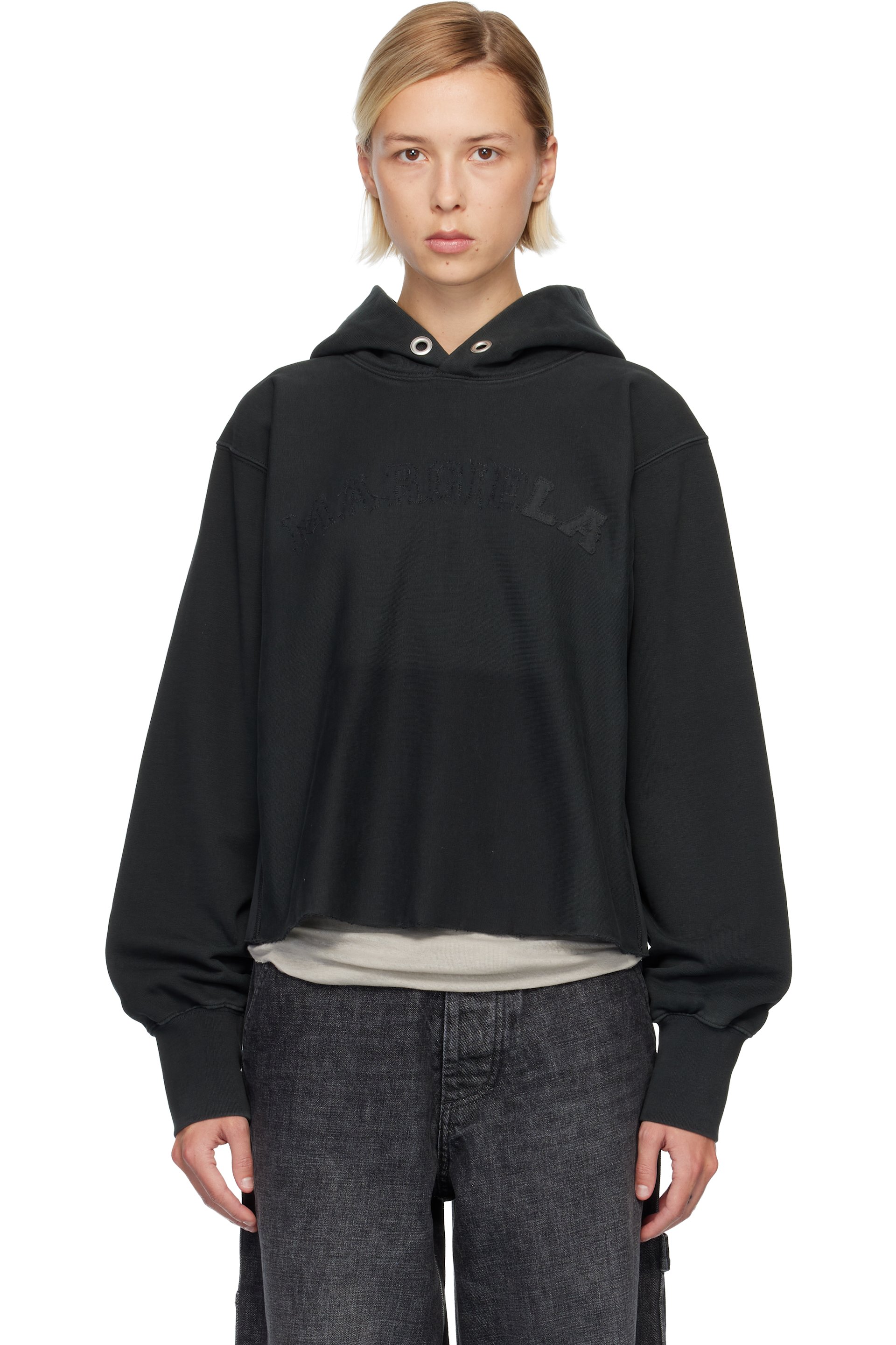 Maison Margiela - Pull à capuche noir à logo