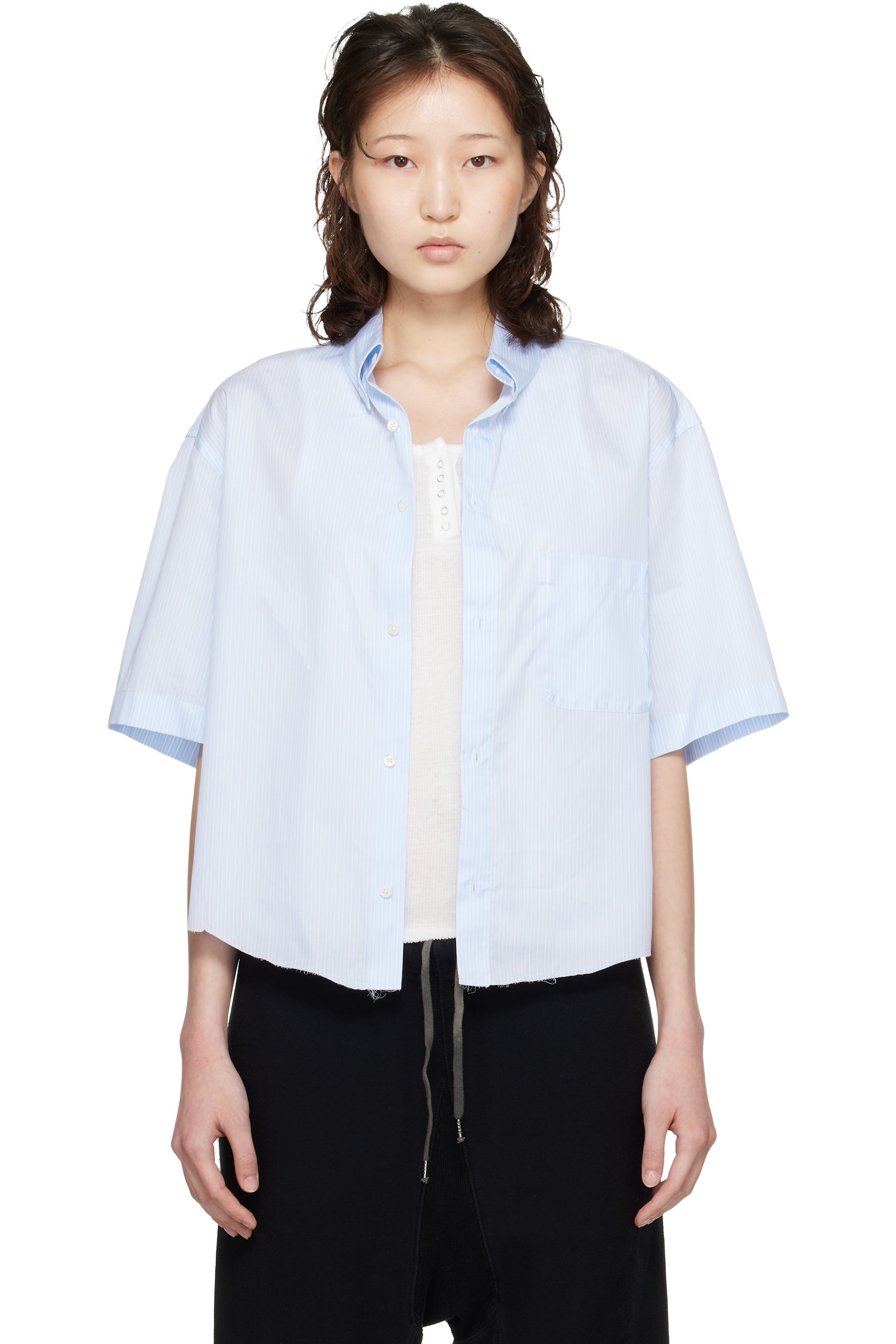 Maison Margiela - Chemise à manches courtes bleue