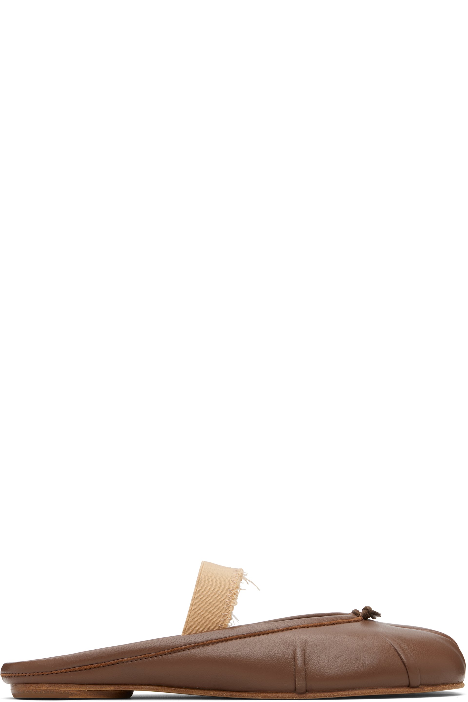 Maison Margiela: Beige Tabi Elastic Band Mule Flats | SSENSE