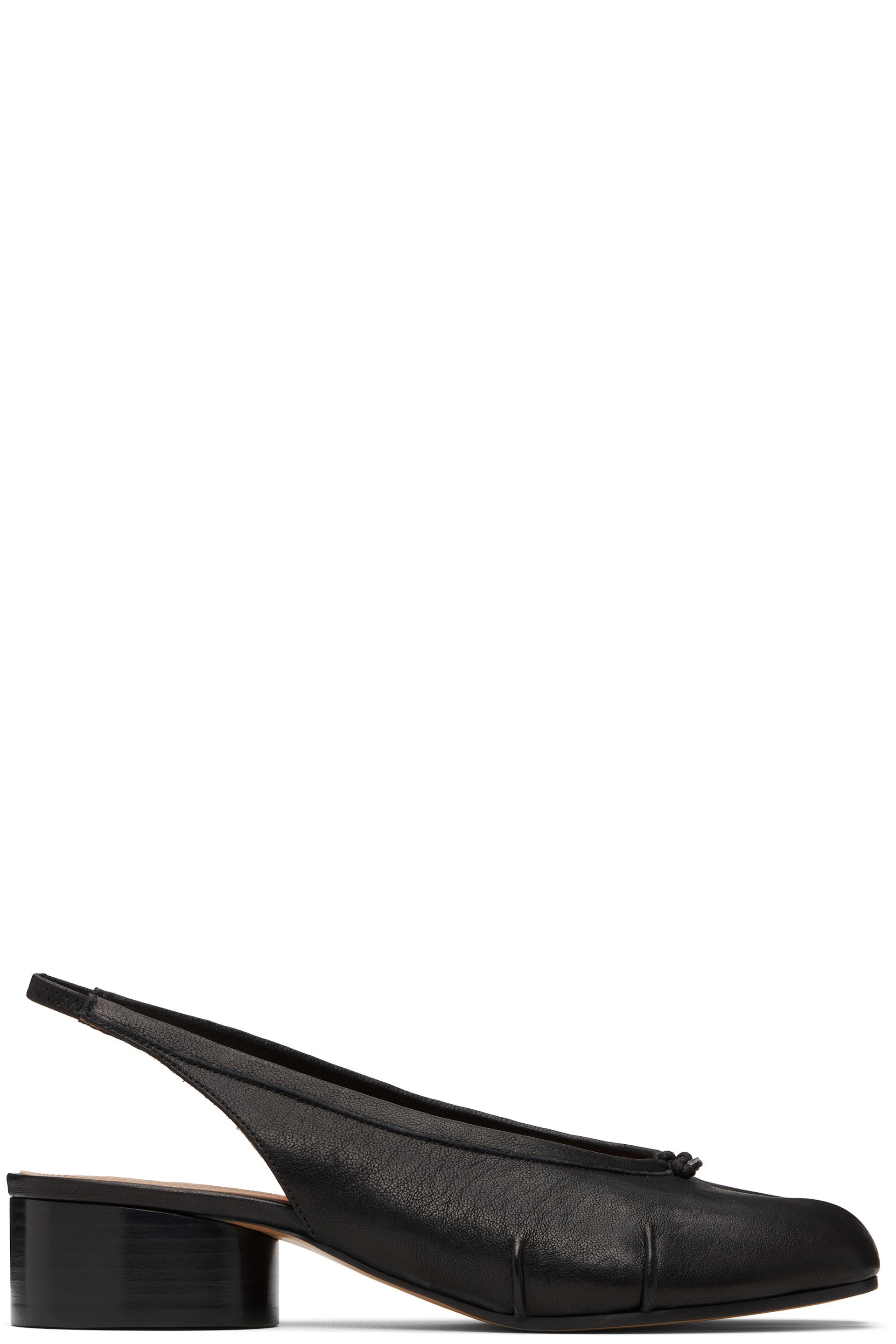 Maison Margiela - Chaussures de style ballerine à talon noires à bout Tabi