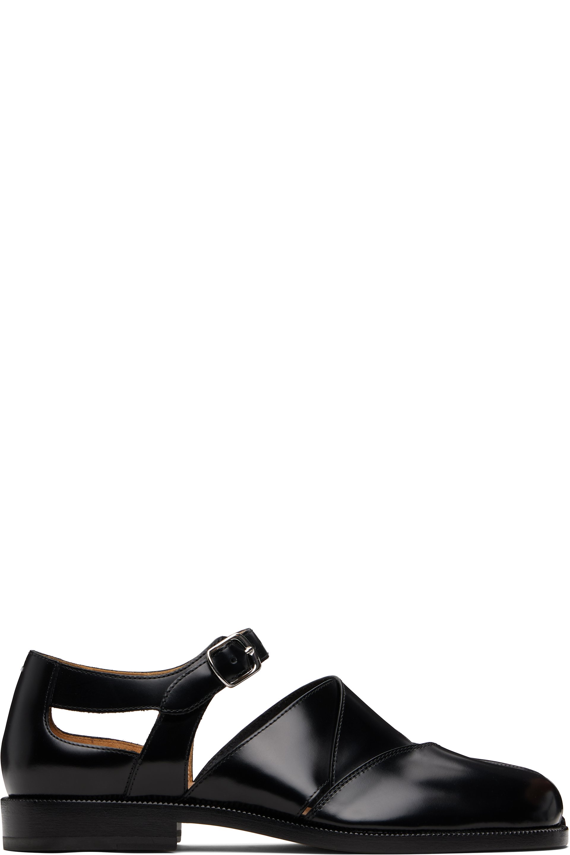 Maison Margiela - Sandales noires en cuir à bout Tabi