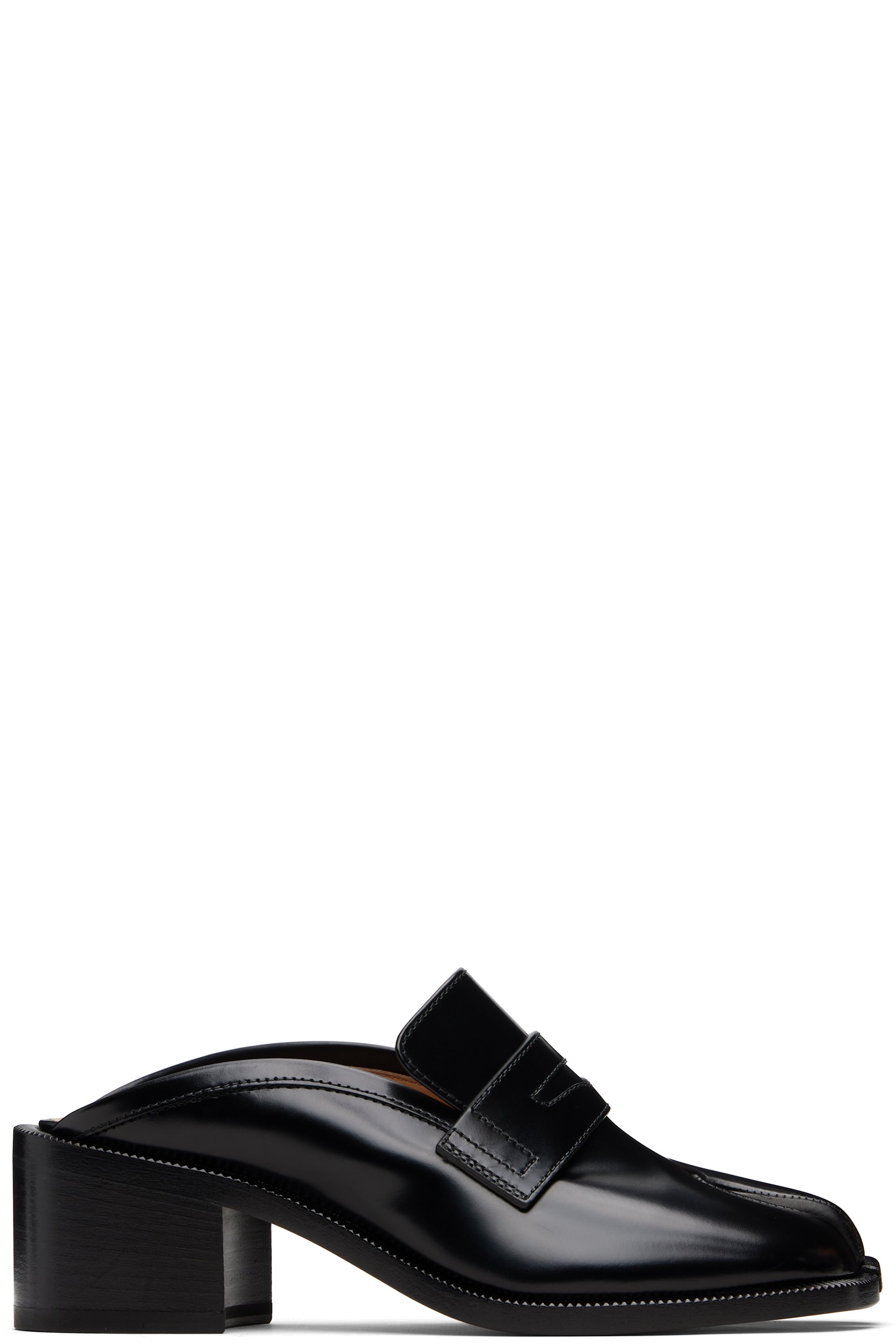 Maison Margiela - Mules de style flâneur de ville noires à bout Tabi