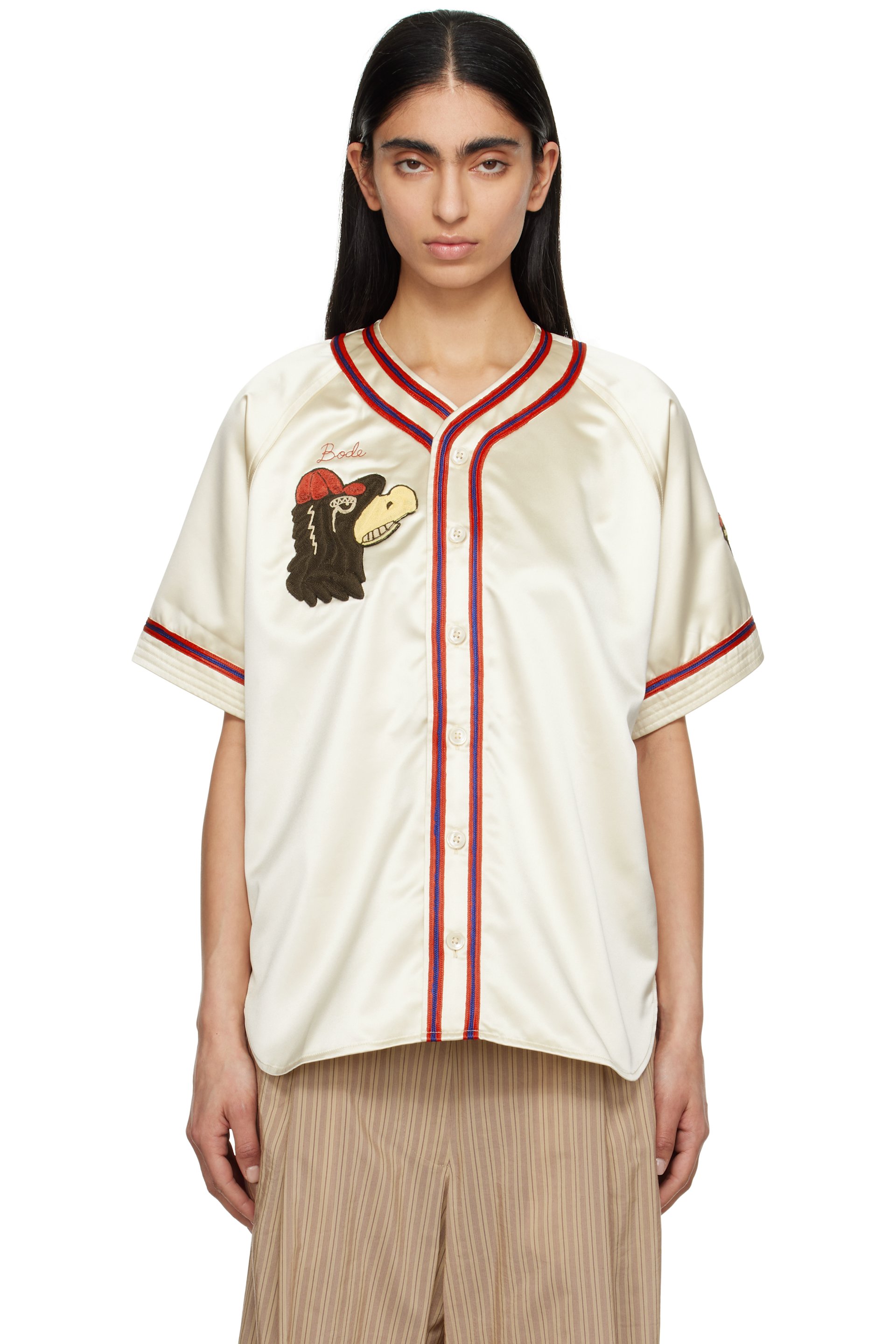 Bode - Off-White Redtail Baseball Shirt