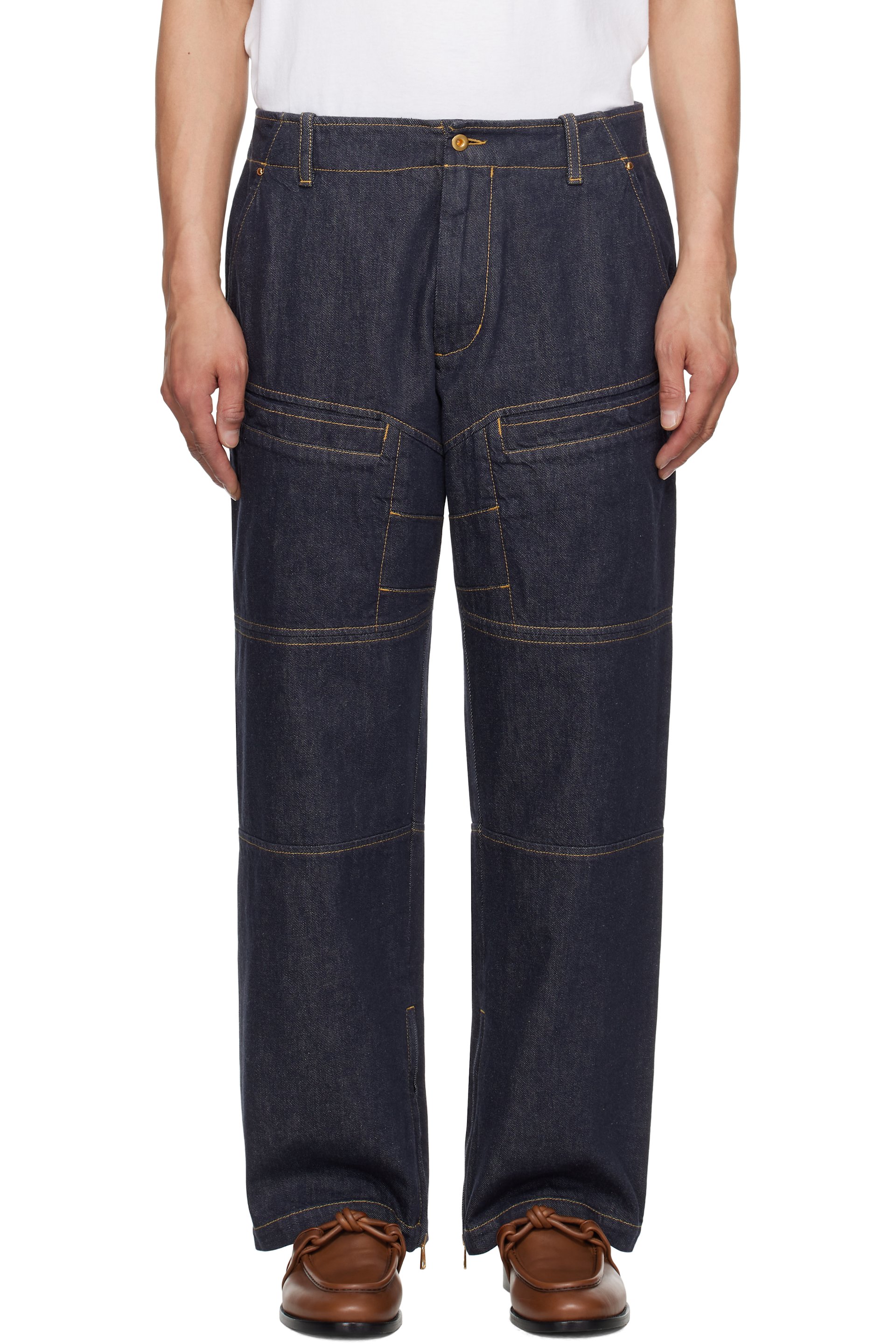 Moncler Genius - Mercedes-Benz by NIGO Blue Paneled Jeans