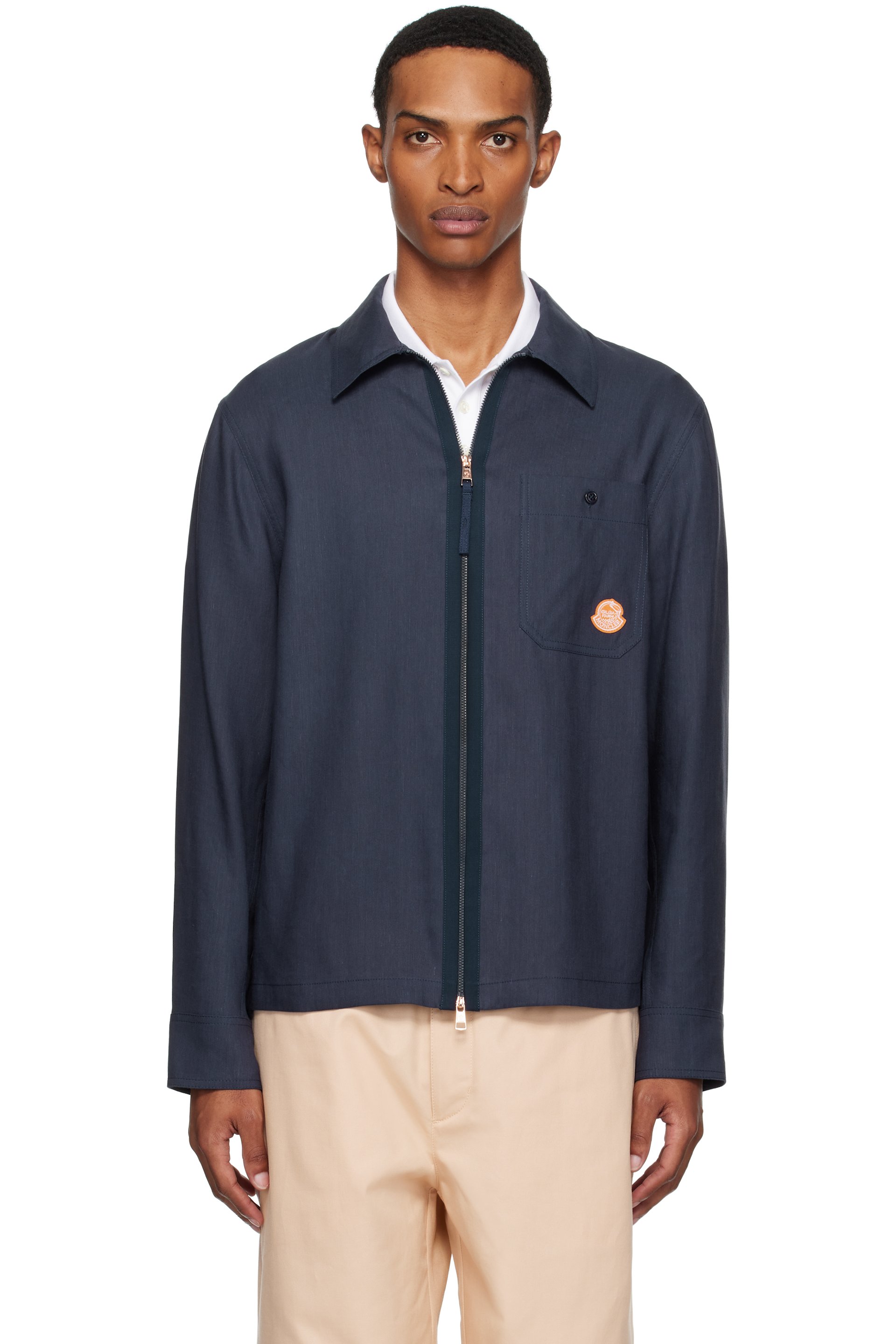 Moncler Genius - Moncler x Gilga Farm ネイビー ジッパー シャツ