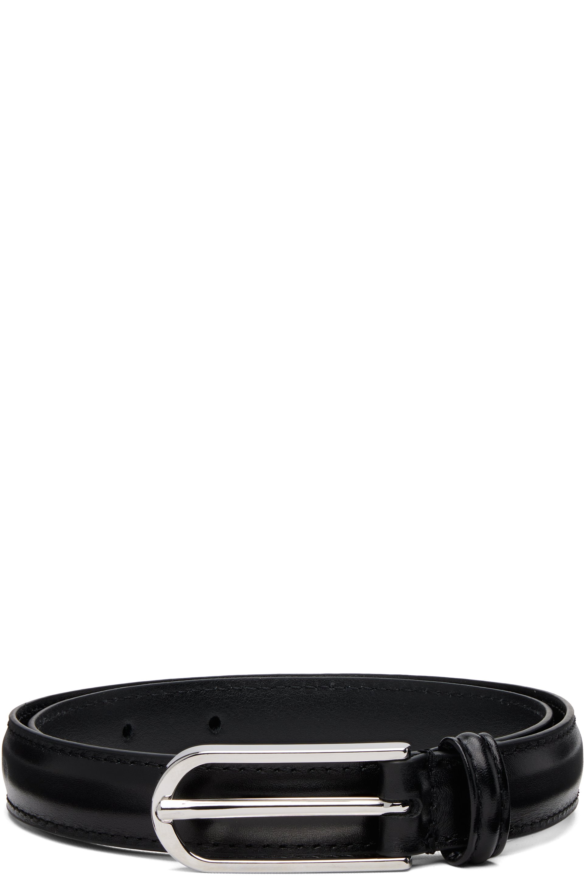 Anderson's - Black Skinny Formal Stitch Leather Belt