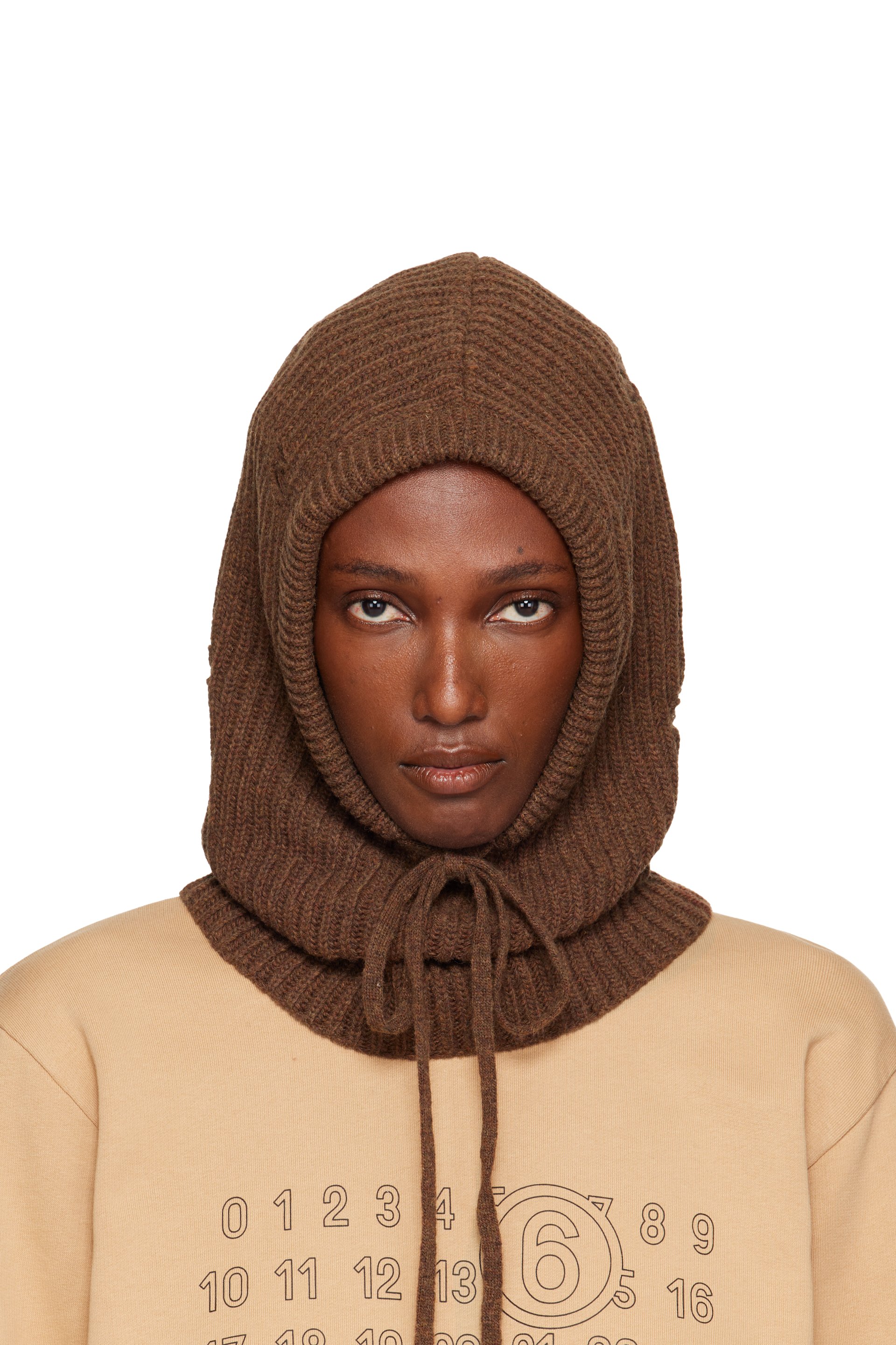 MM6 Maison Margiela - Capuche brune en laine