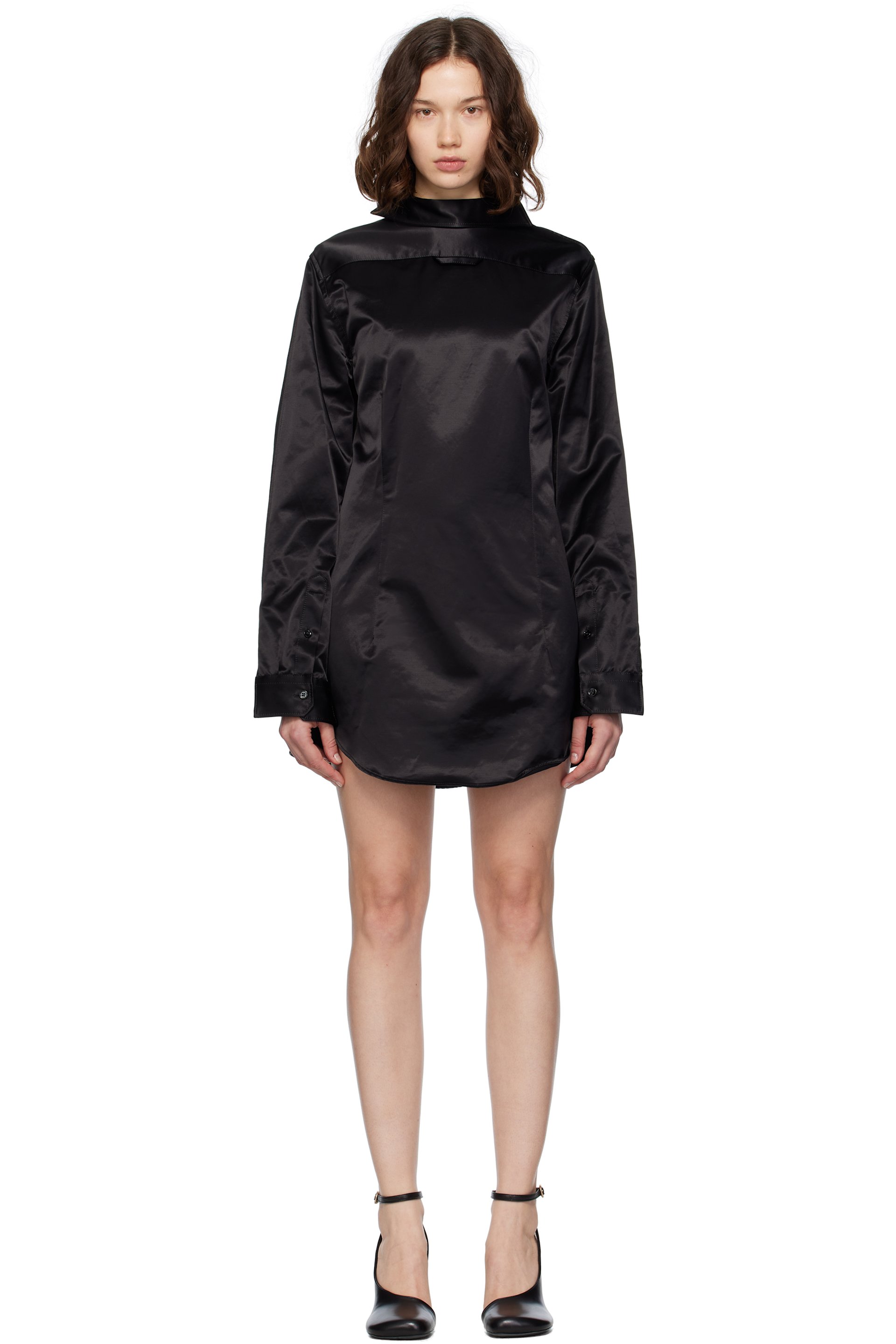 MM6 Maison Margiela - Robe courte noire en satin