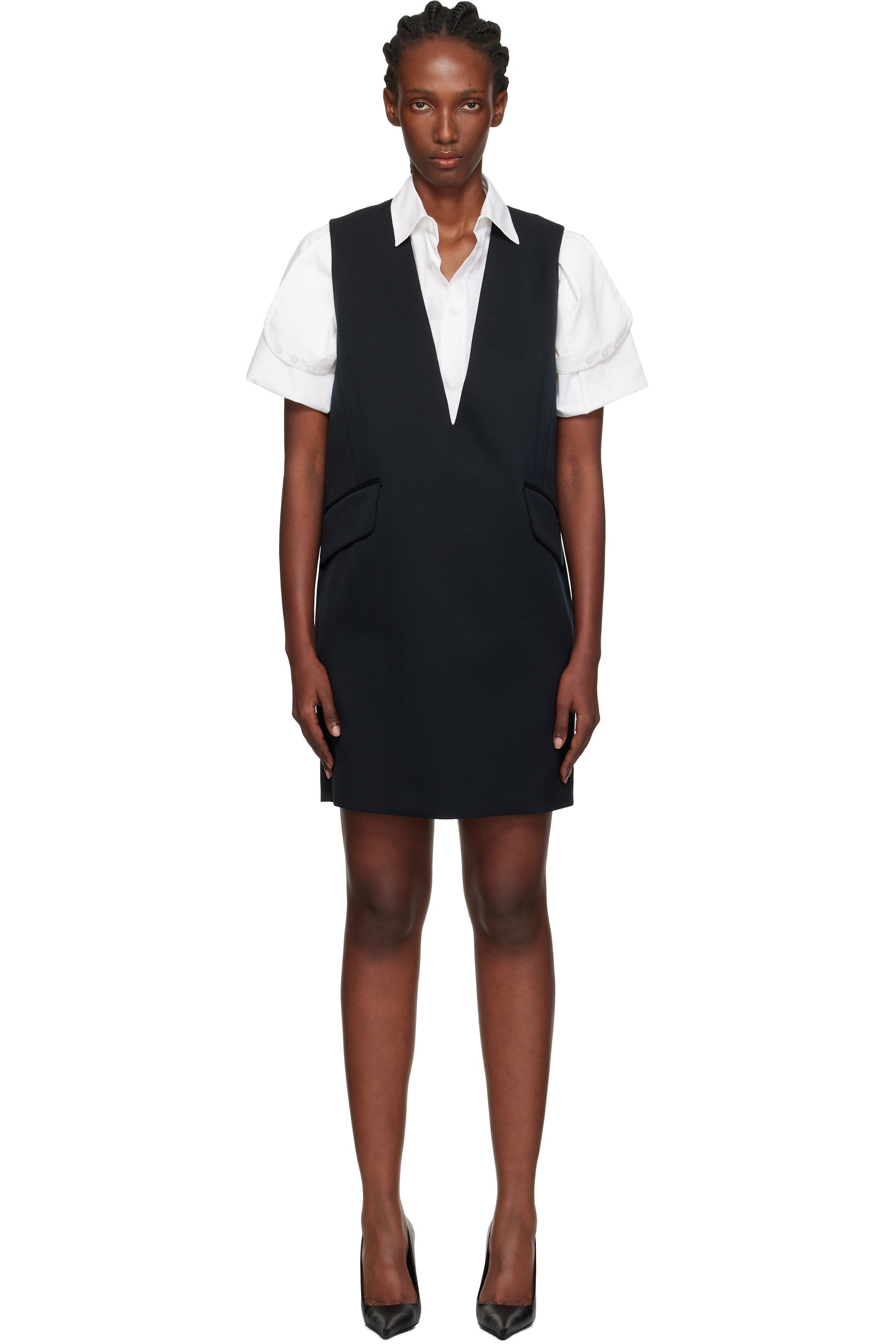 MM6 Maison Margiela - Robe courte façon tailleur noire en laine