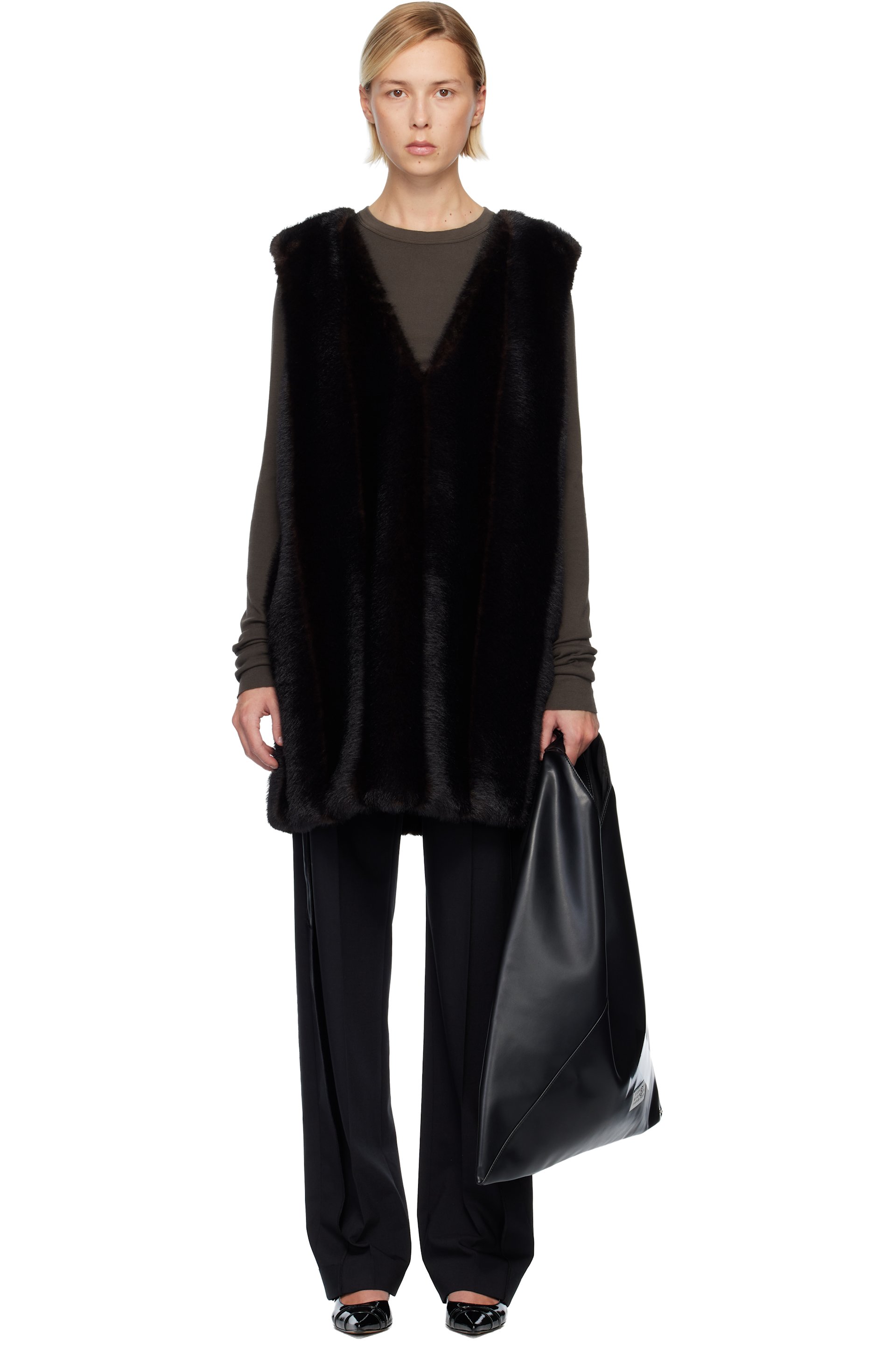 MM6 Maison Margiela - Robe courte brune en fourrure synthétique