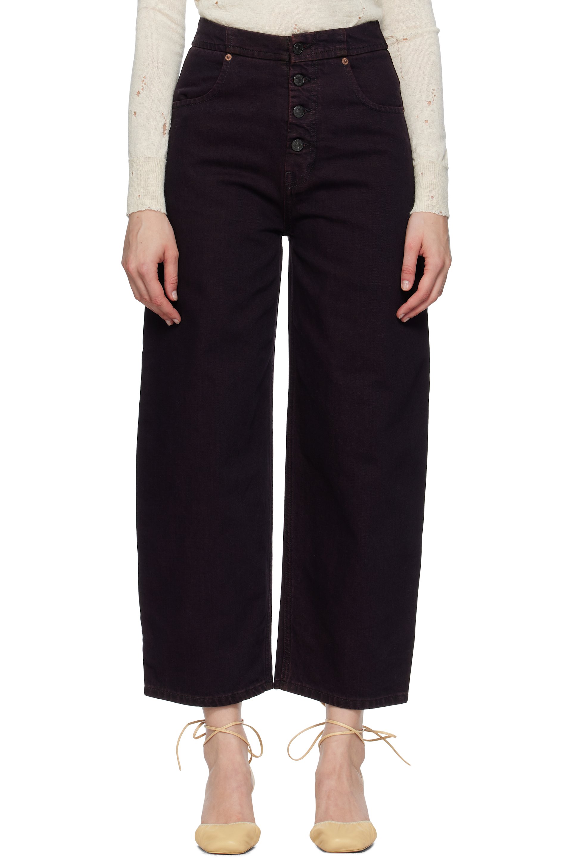 MM6 Maison Margiela - Jean bourgogne à jambes ballon