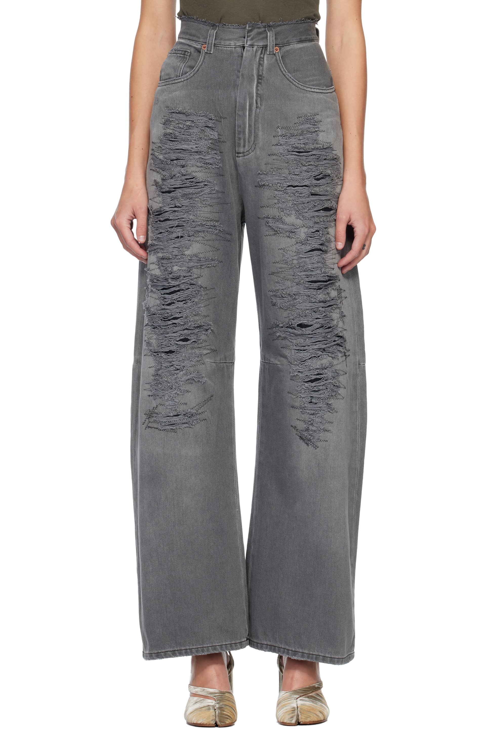 MM6 Maison Margiela - Jean gris en denim léger à cinq poches