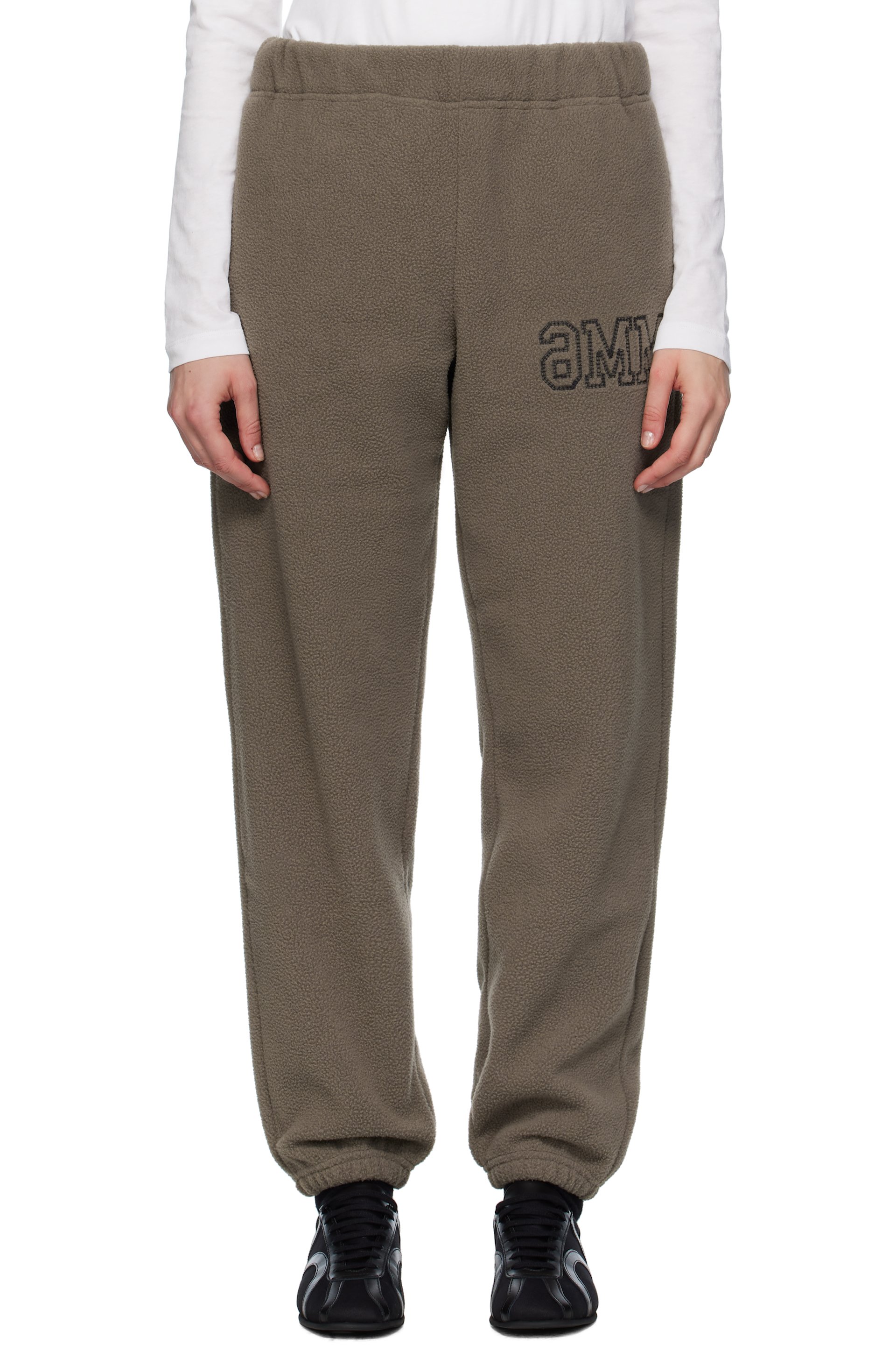 MM6 Maison Margiela - Pantalon de survêtement taupe en molleton
