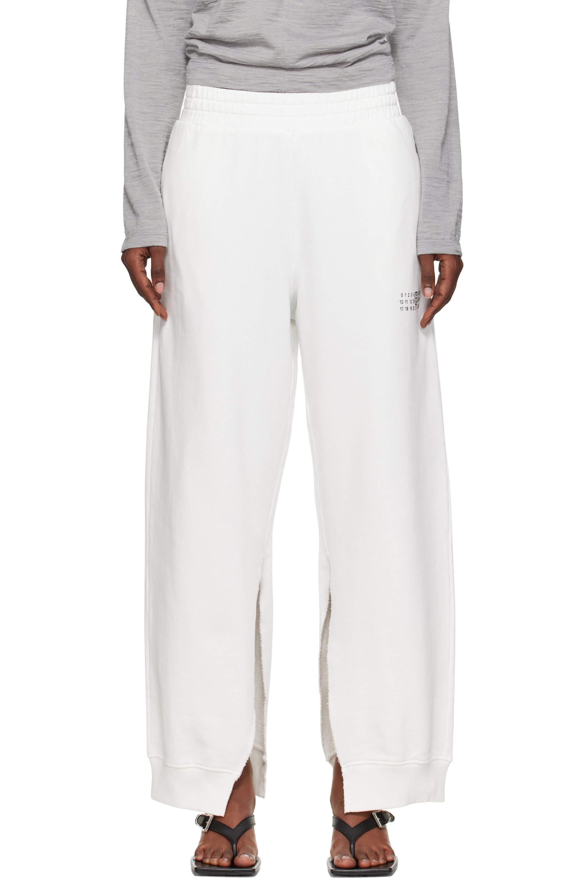 MM6 Maison Margiela - Pantalon de survêtement blanc cassé en coton