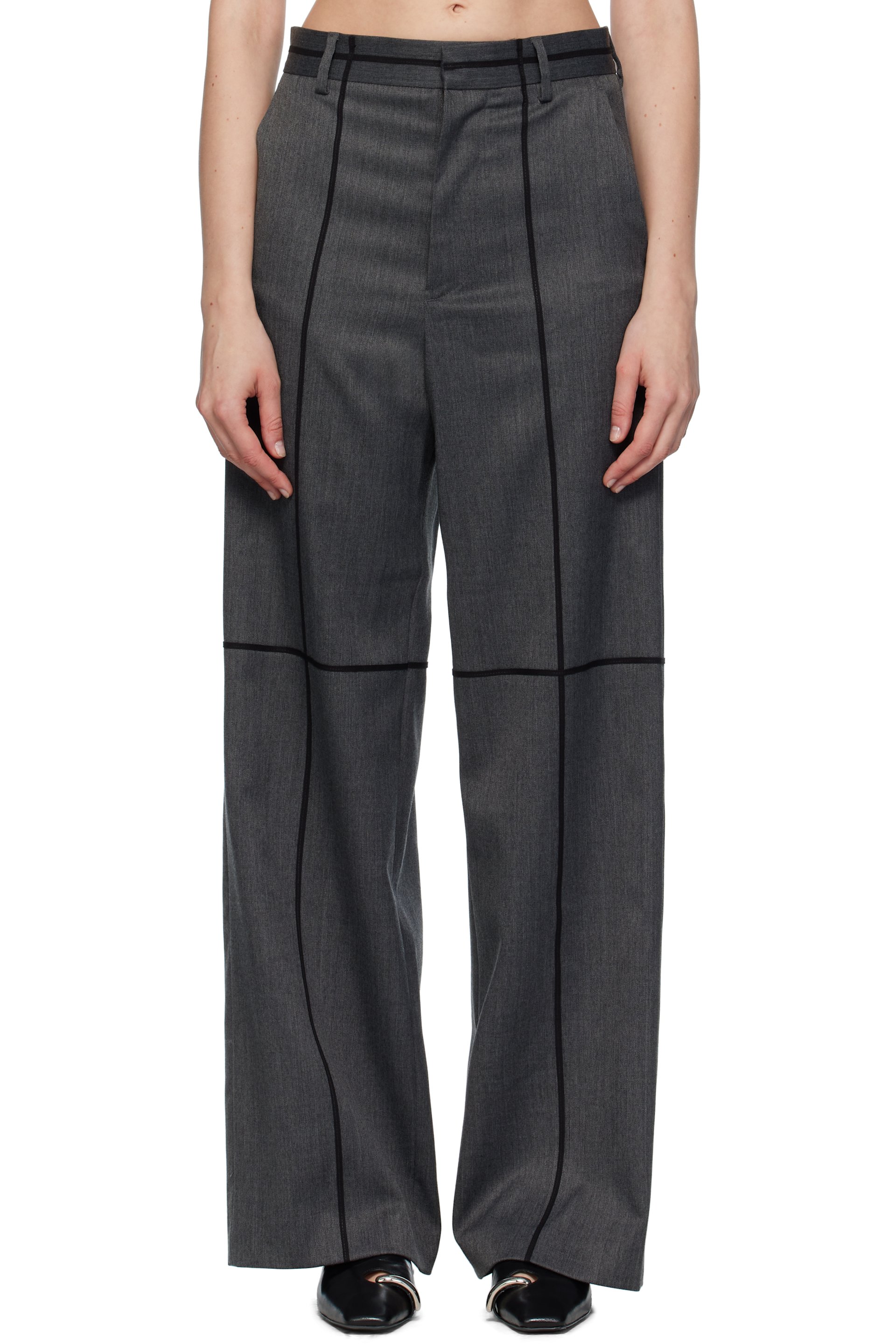 MM6 Maison Margiela - Pantalon façon tailleur gris en laine